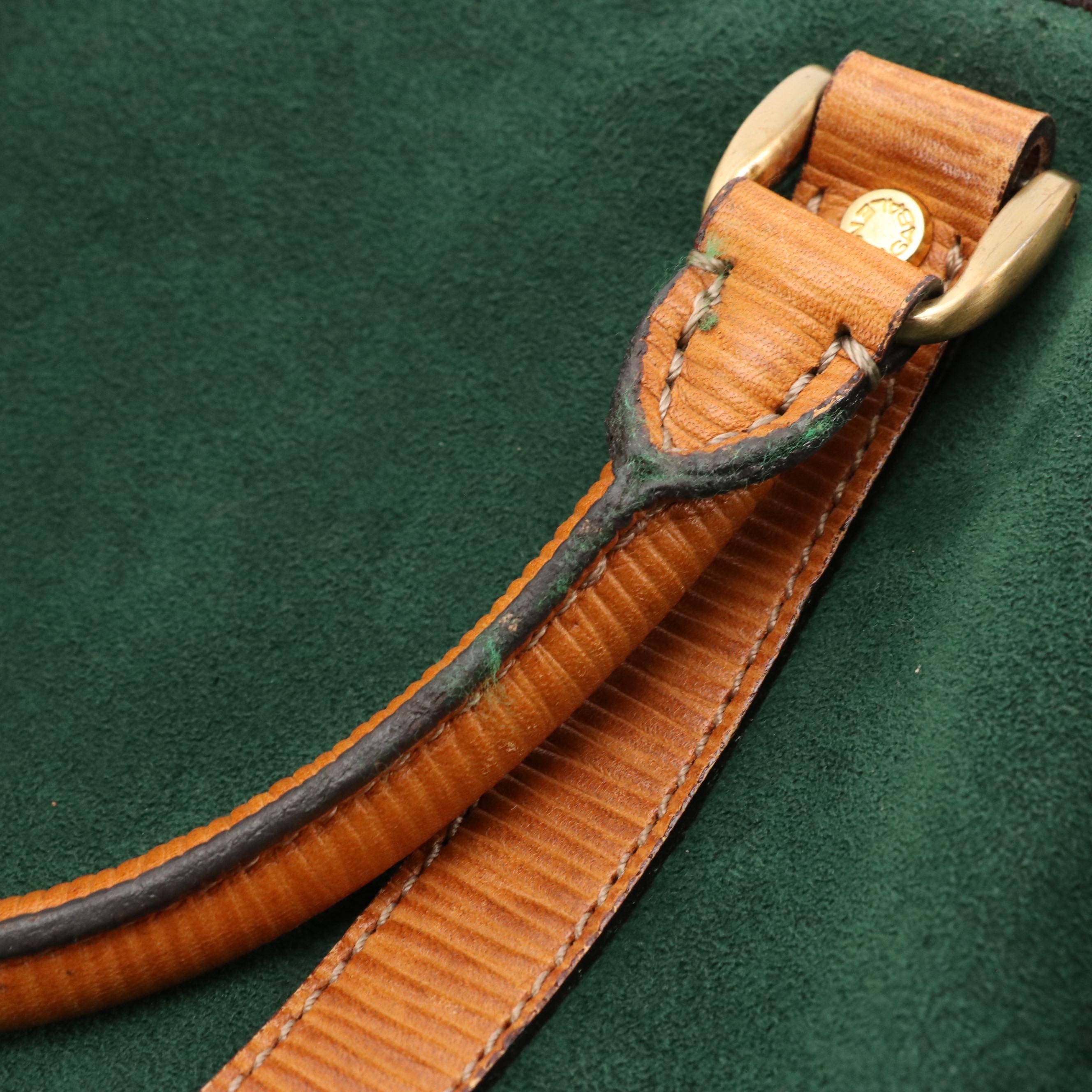 Balenciaga Boston Bag in Green Suede and Textured Brown Leather