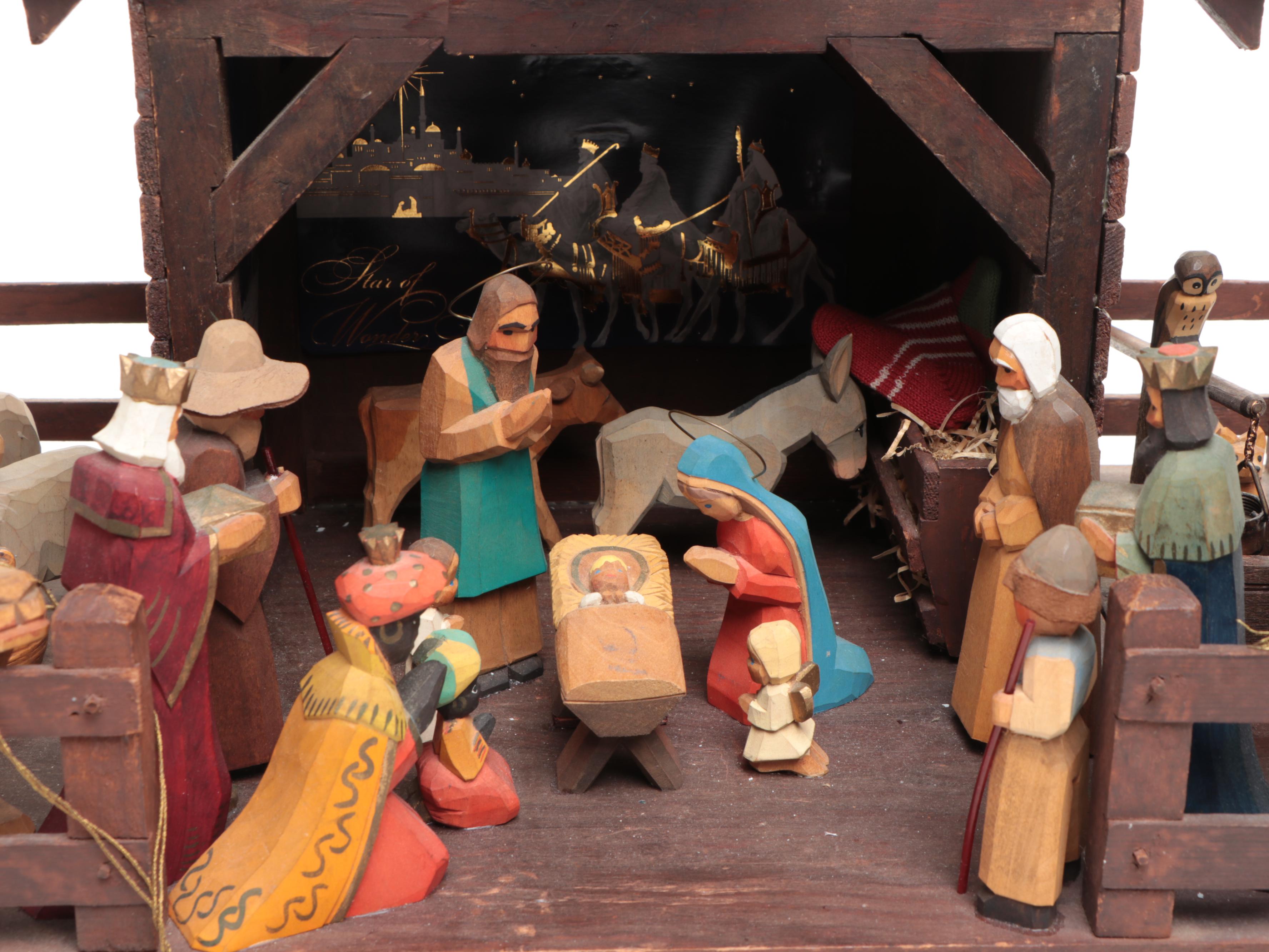 Dürerhaus German Wooden Illuminated Nativity Scene