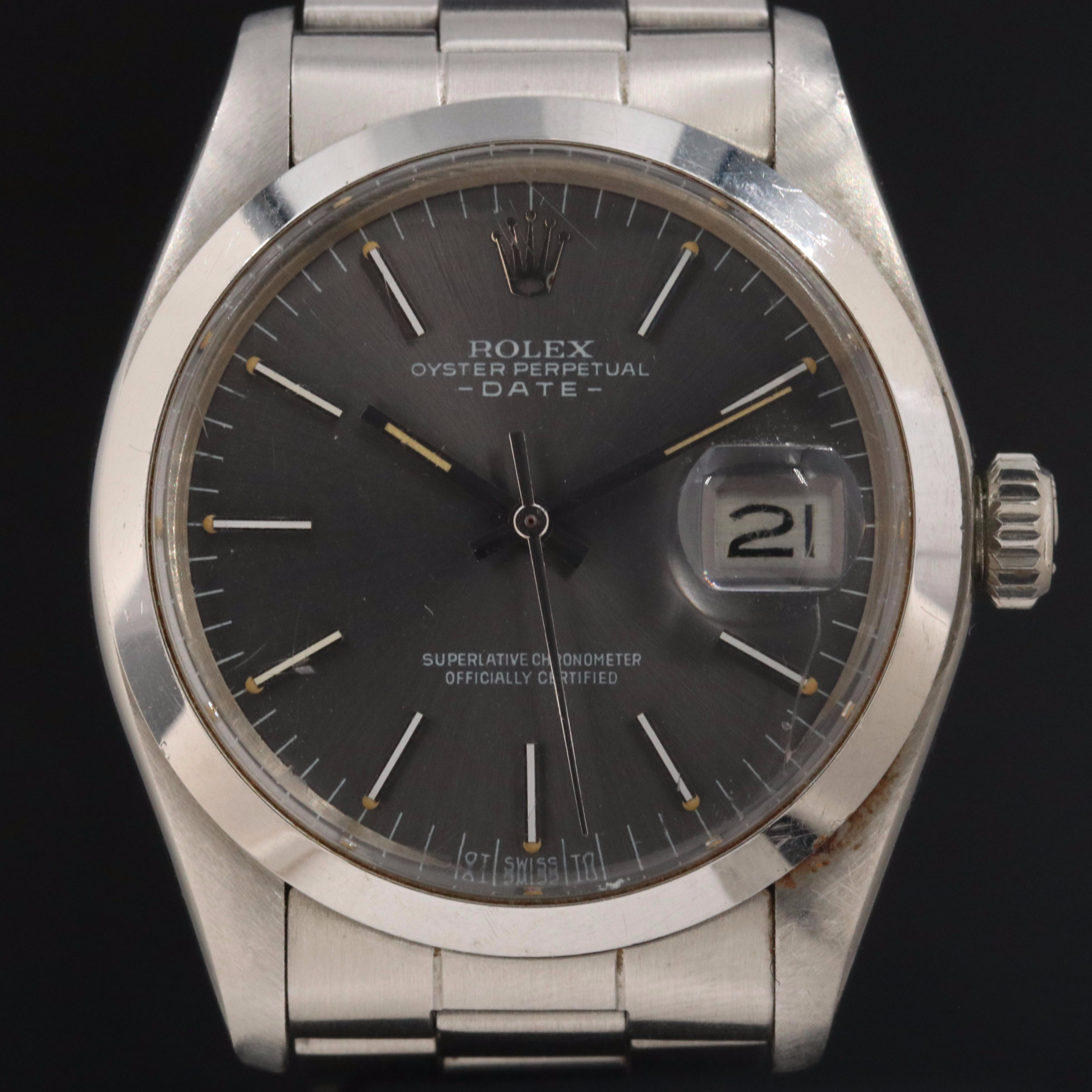 Rolex Oyster Perpetual Date 1500 "Sigma Dial" 34mm Steel Automatic Watch c.1975