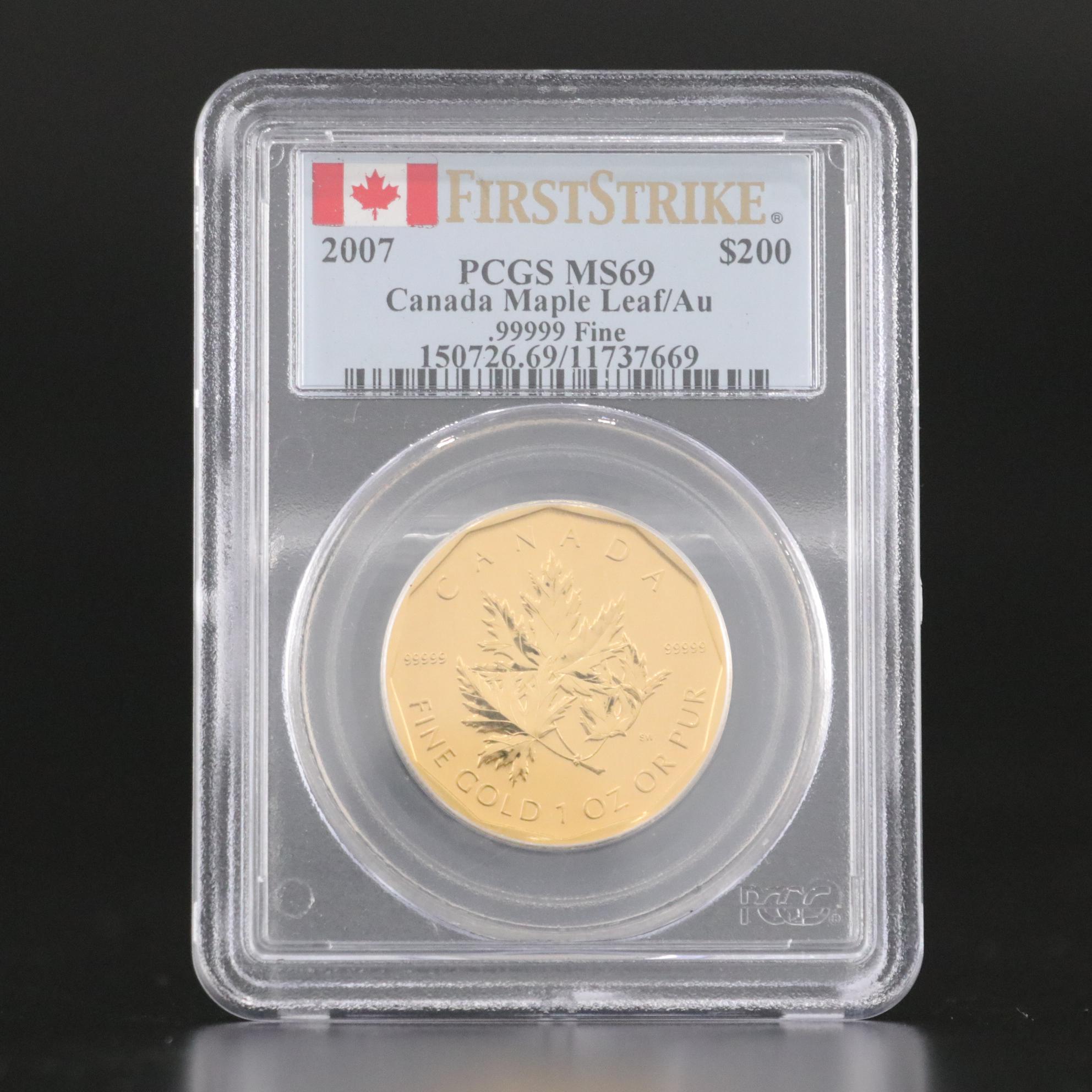 PCGS MS69 2007 $200 Canadian Gold Maple Leaf