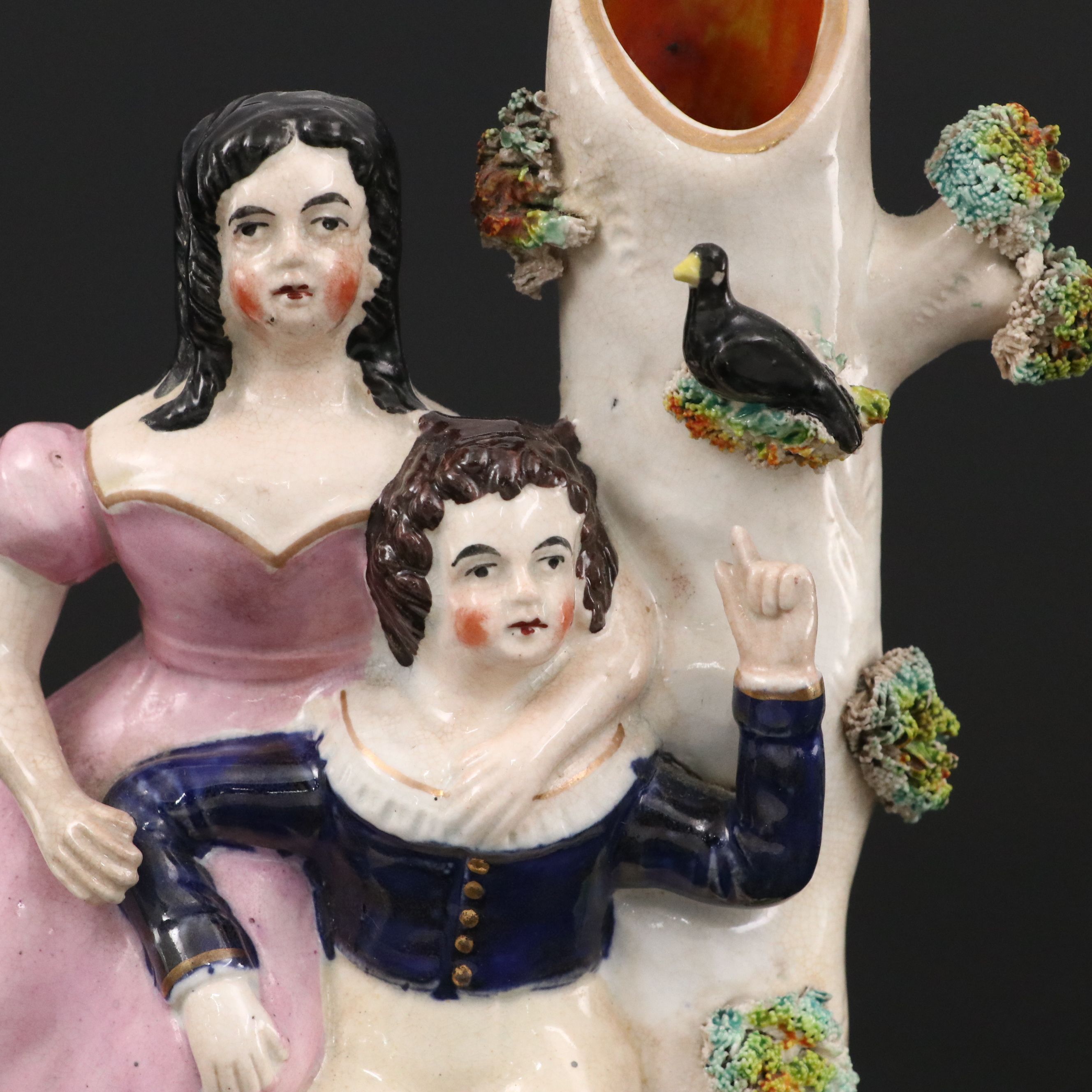 Staffordshire Style Ceramic Spill Vase and Box, Early 20th Century