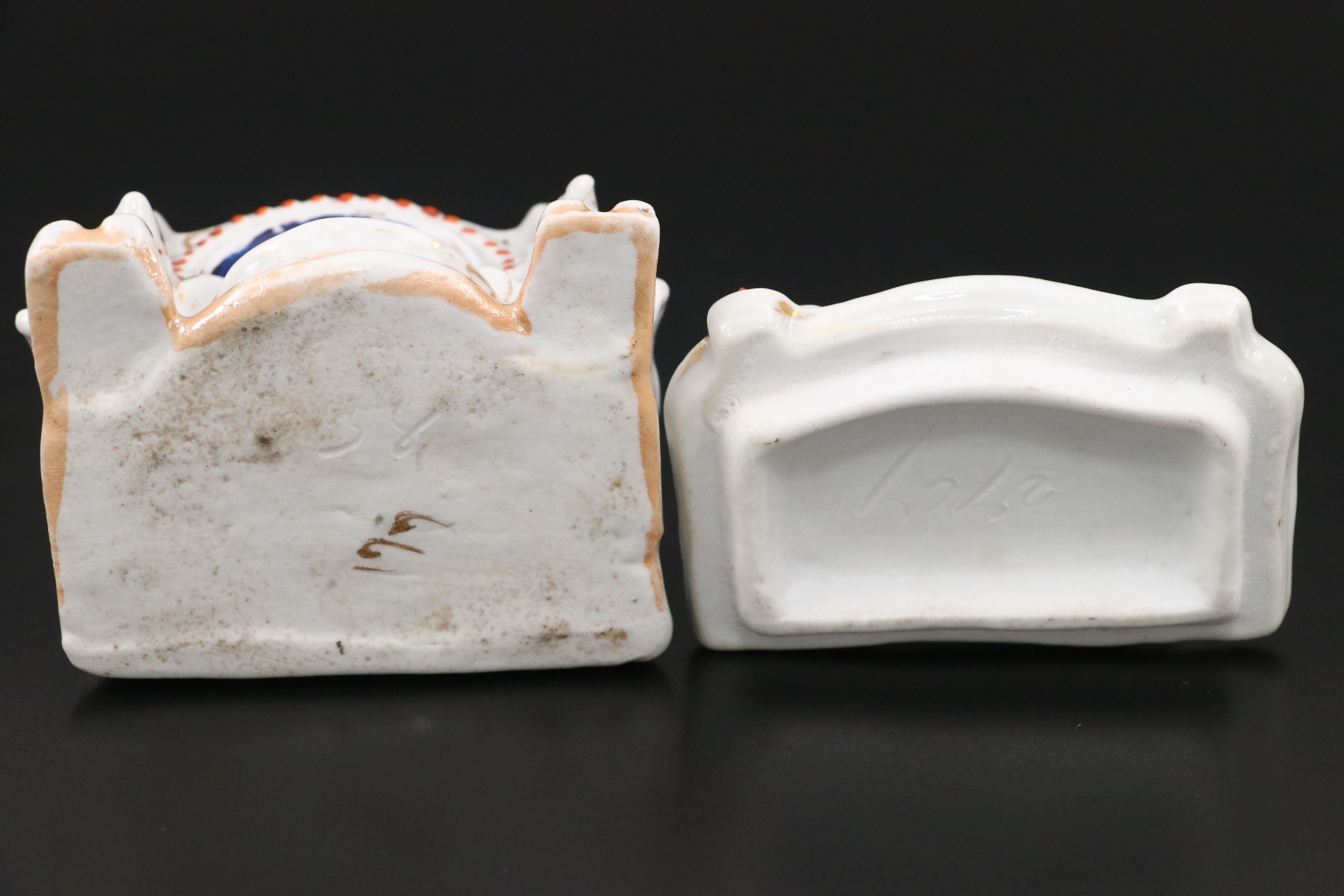 Staffordshire Style Ceramic Spill Vase and Box, Early 20th Century