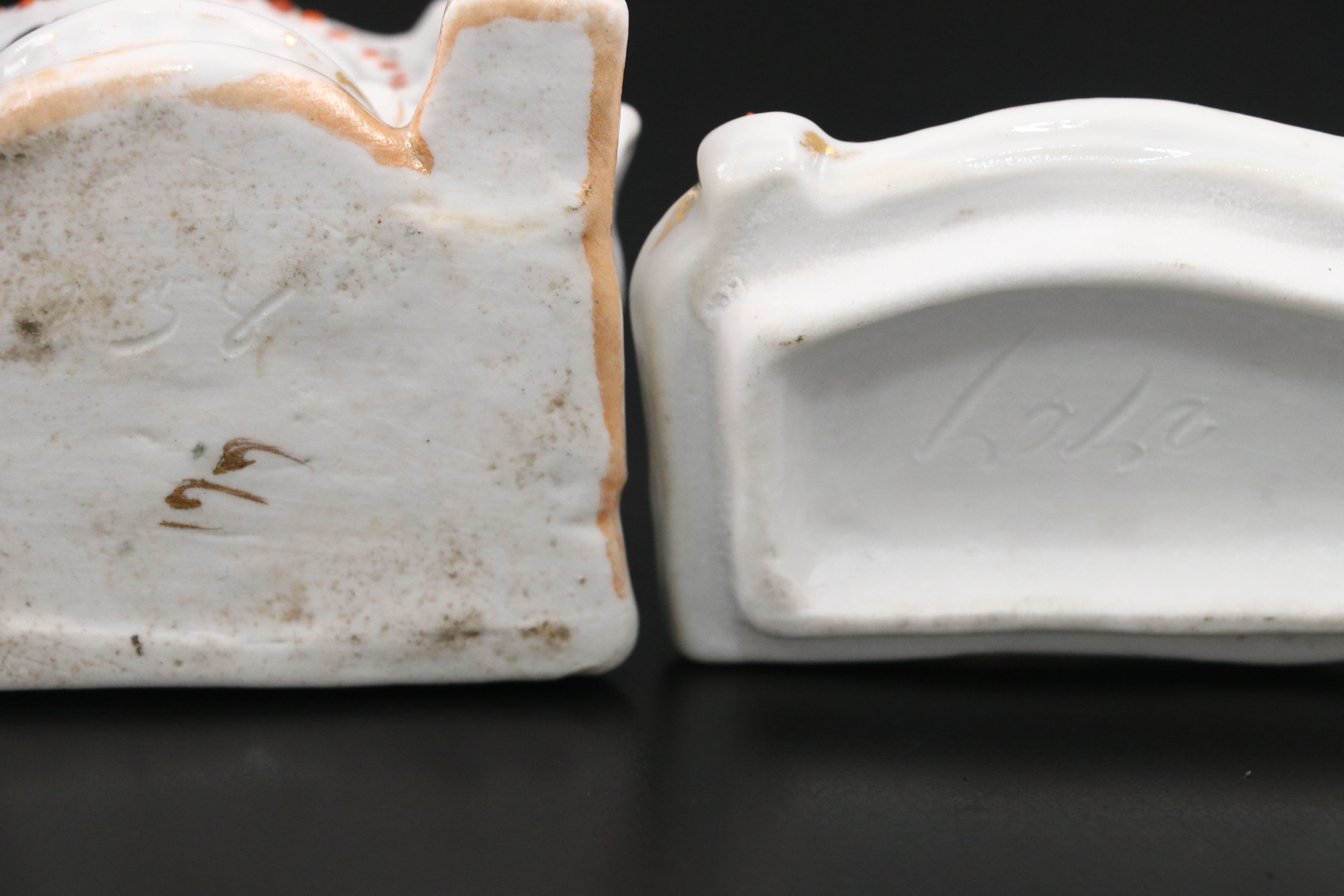 Staffordshire Style Ceramic Spill Vase and Box, Early 20th Century