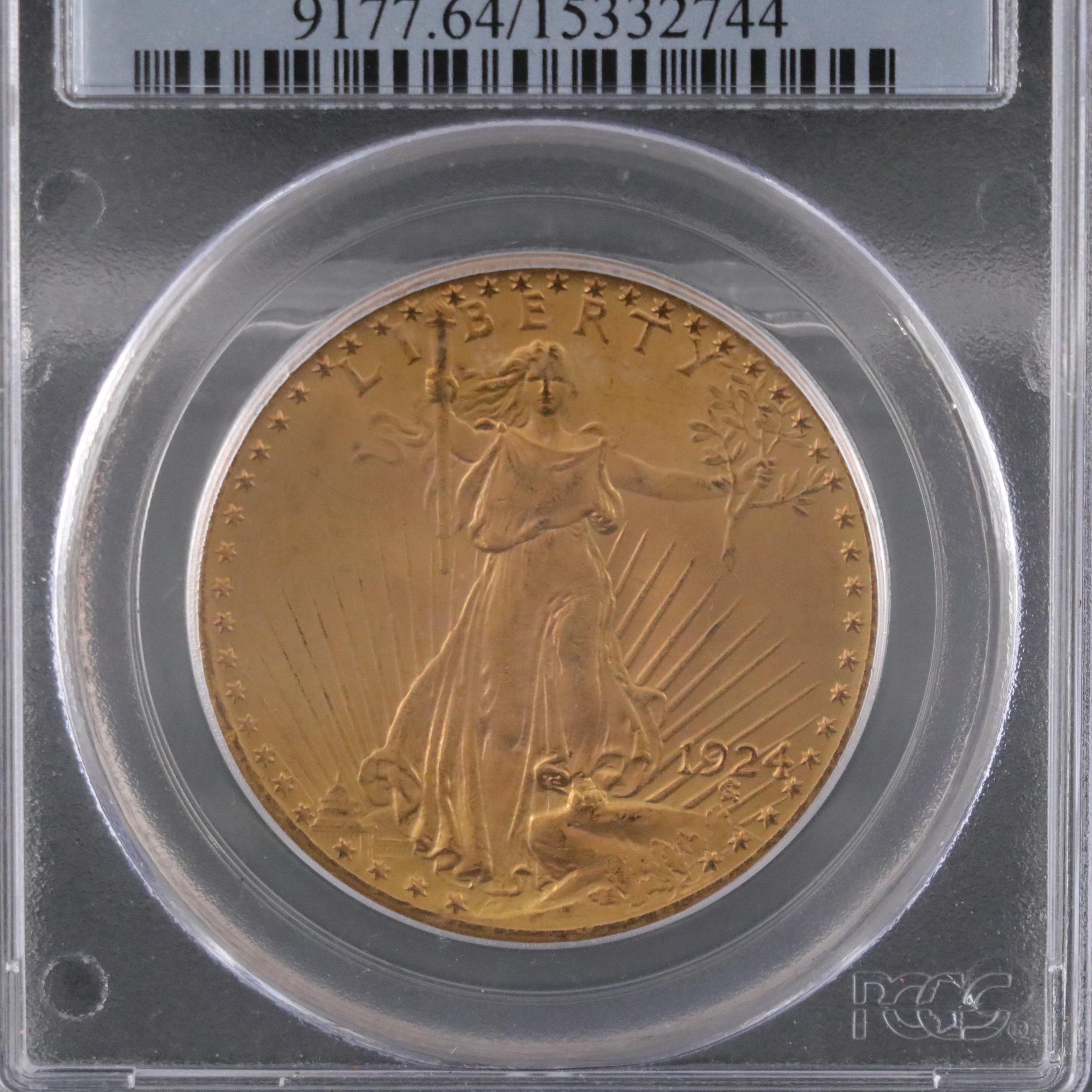 PCGS MS64 1924 St. Gaudens U.S. Twenty Dollar Gold Coin