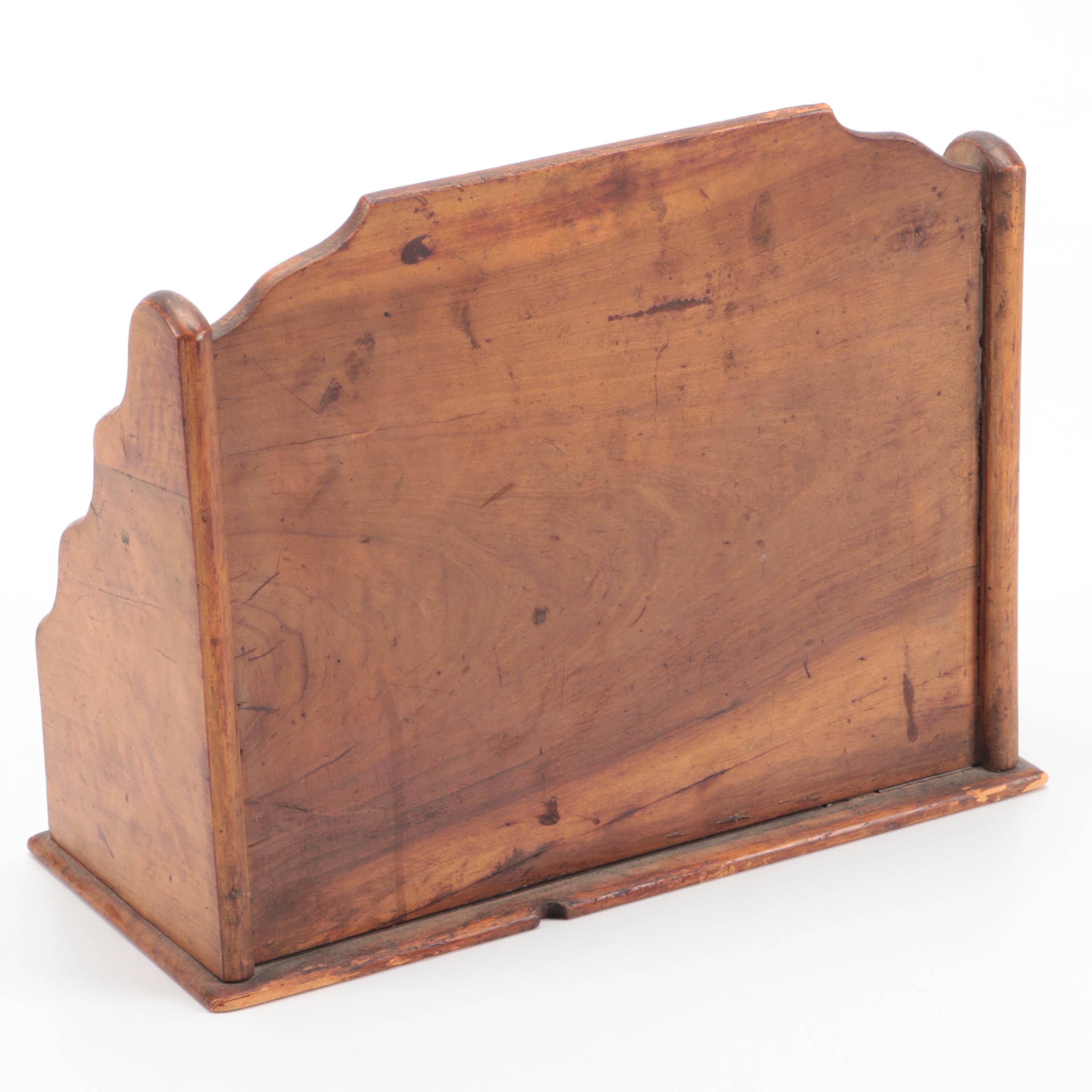 Wooden Letter Rack with Pair of Brass Eagle Wreath Trivets