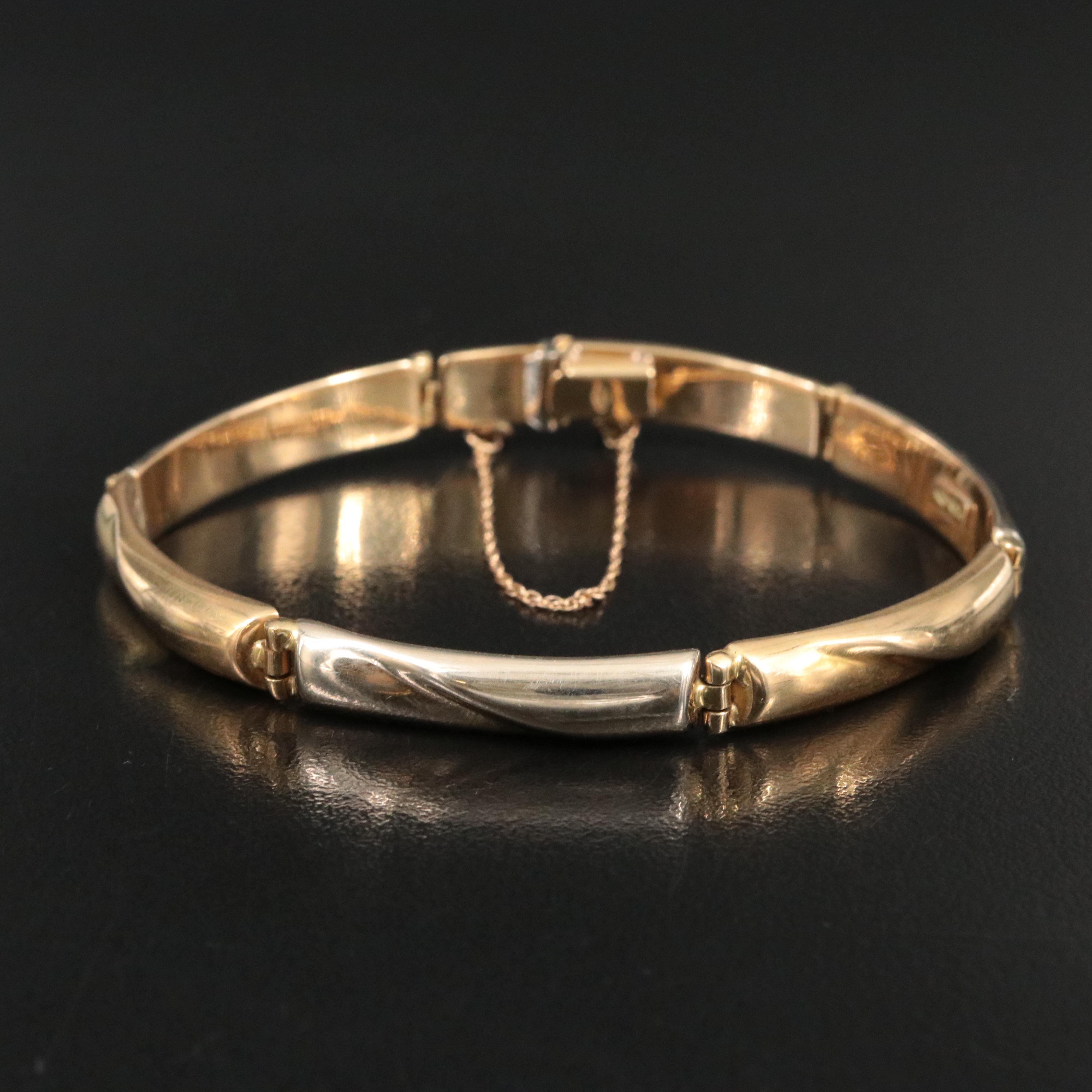 Italian 18K Two-Tone Curved Bar Bracelet