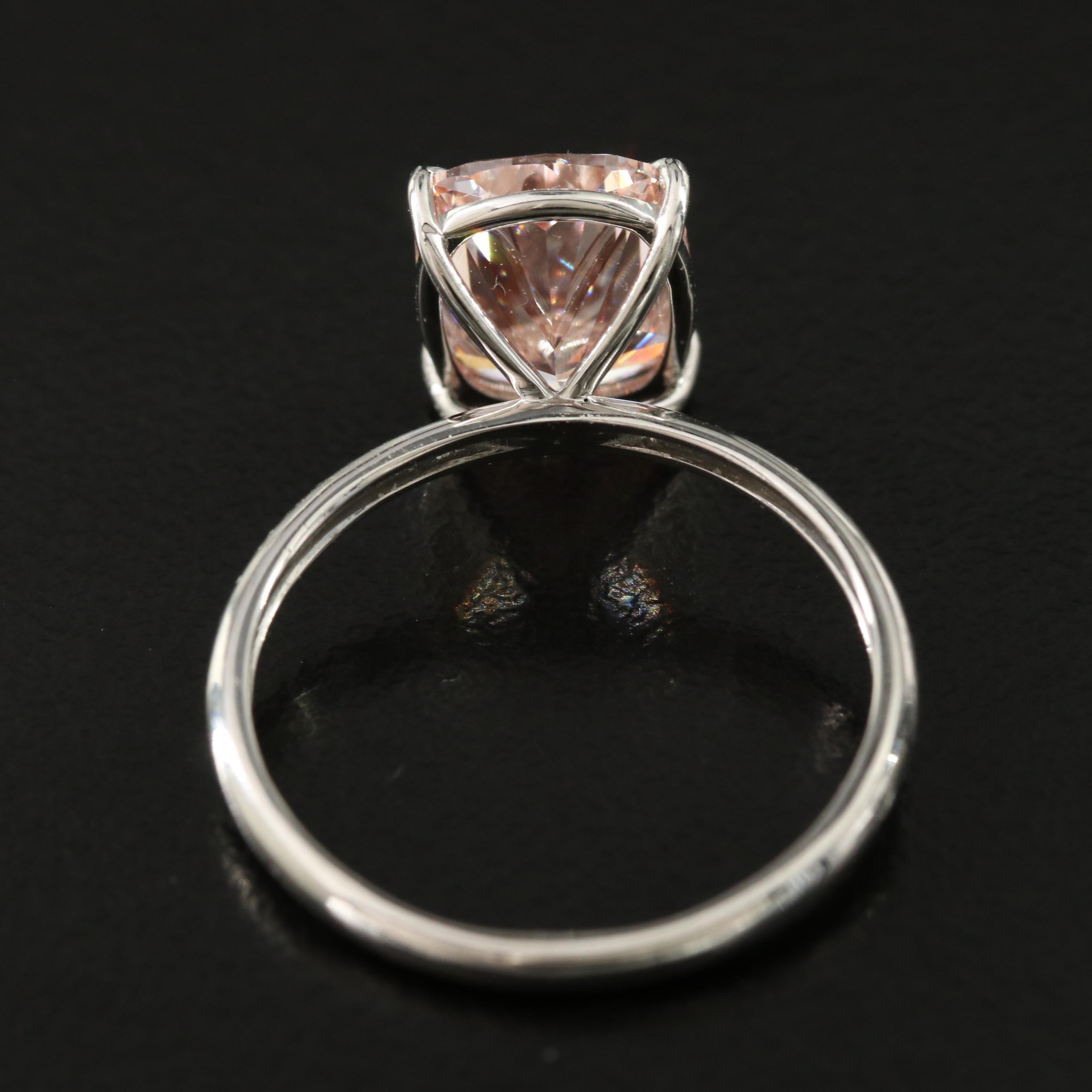 Platinum 3.04 CT Lab Grown Fancy Pink Diamond Solitaire Ring with IGI Report