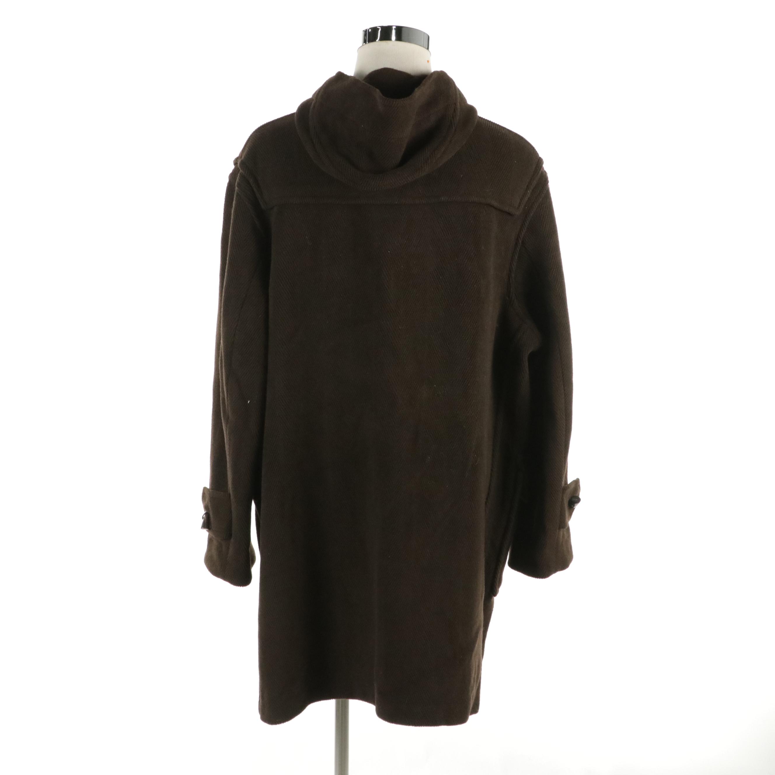Men's Burberry London Toggle-Front Duffel Coat in Chocolate Brown Wool Blend