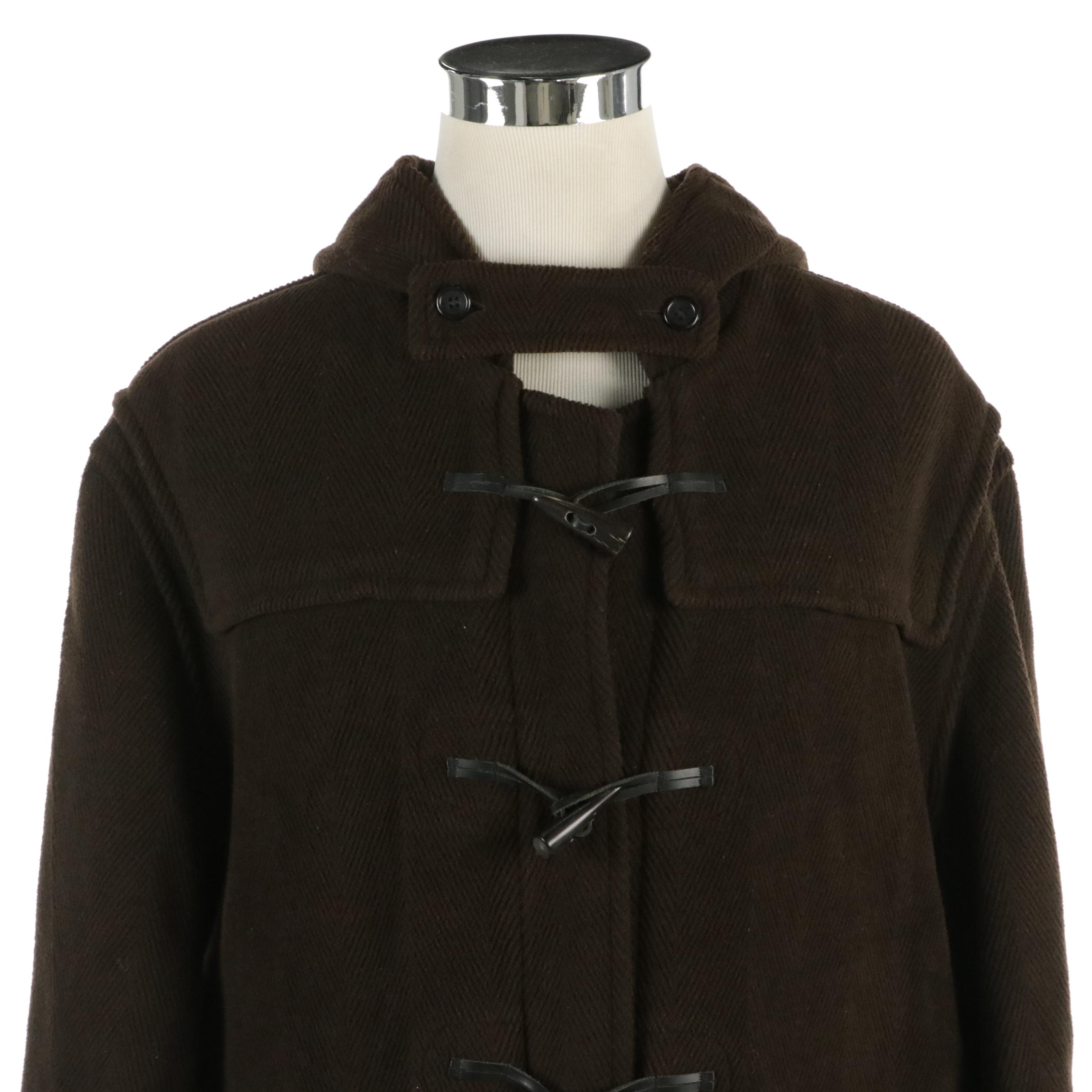 Men's Burberry London Toggle-Front Duffel Coat in Chocolate Brown Wool Blend