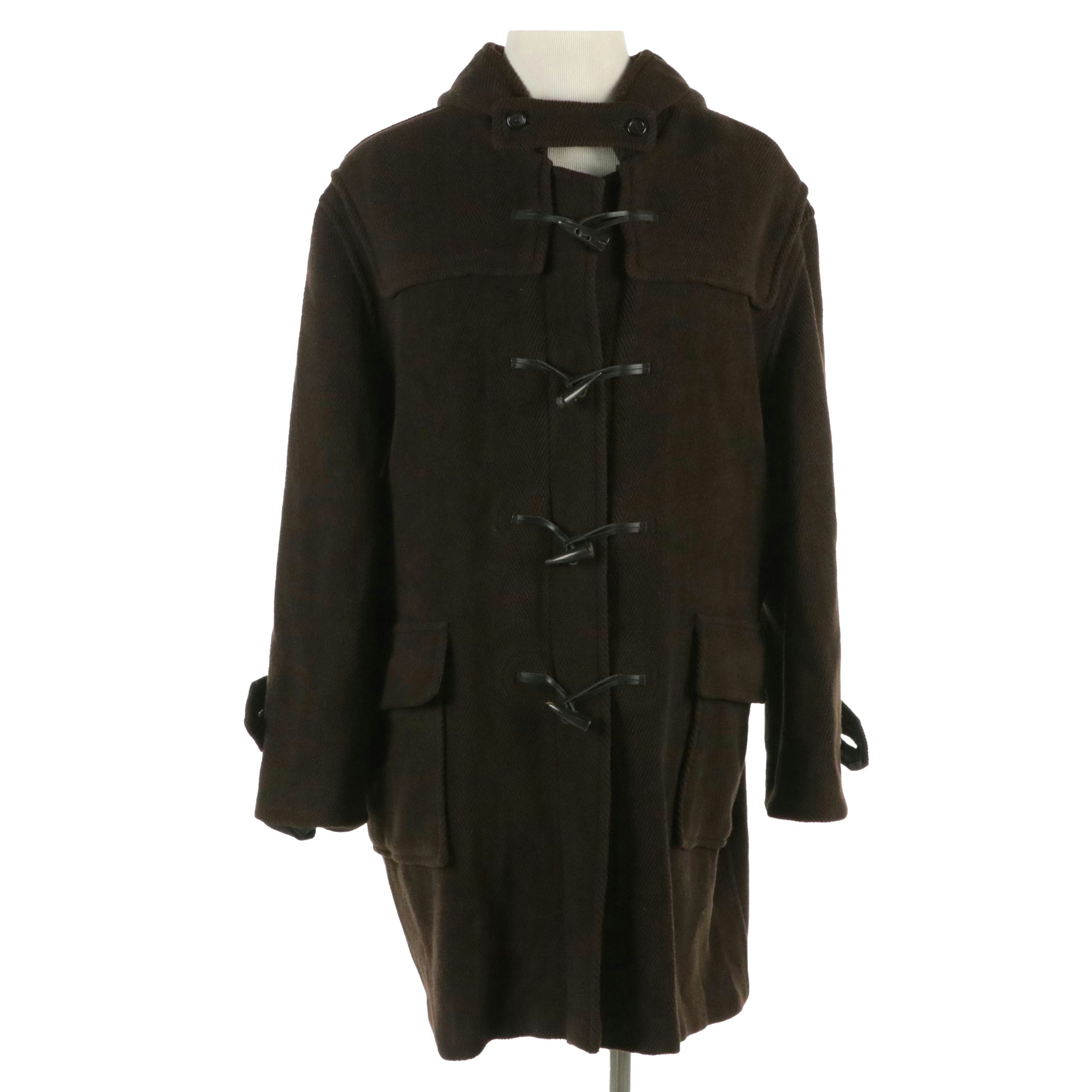 Men's Burberry London Toggle-Front Duffel Coat in Chocolate Brown Wool Blend