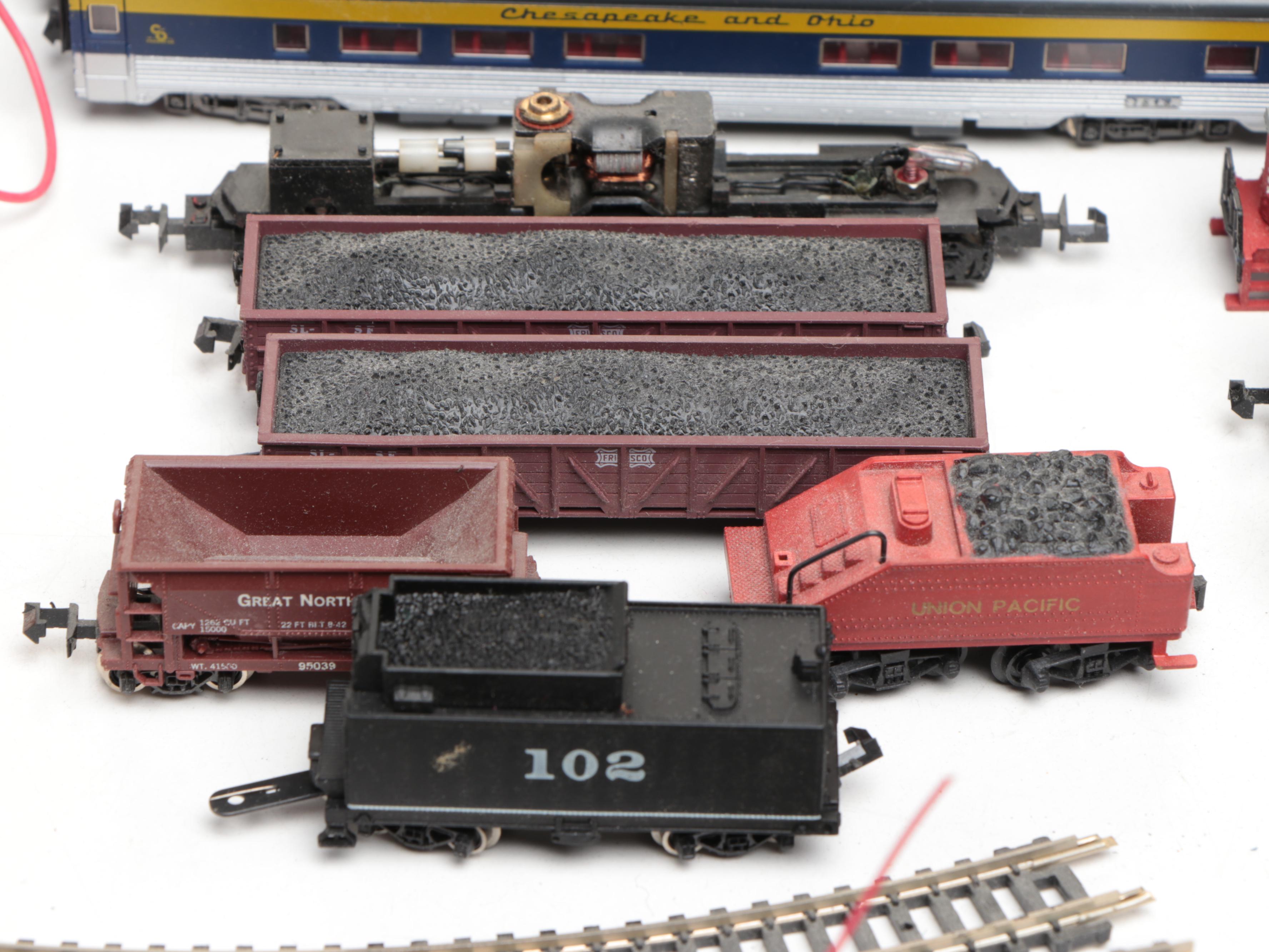 Aurora Postage Stamp Trains with Tracks, Dualpack Power Source and Accessories