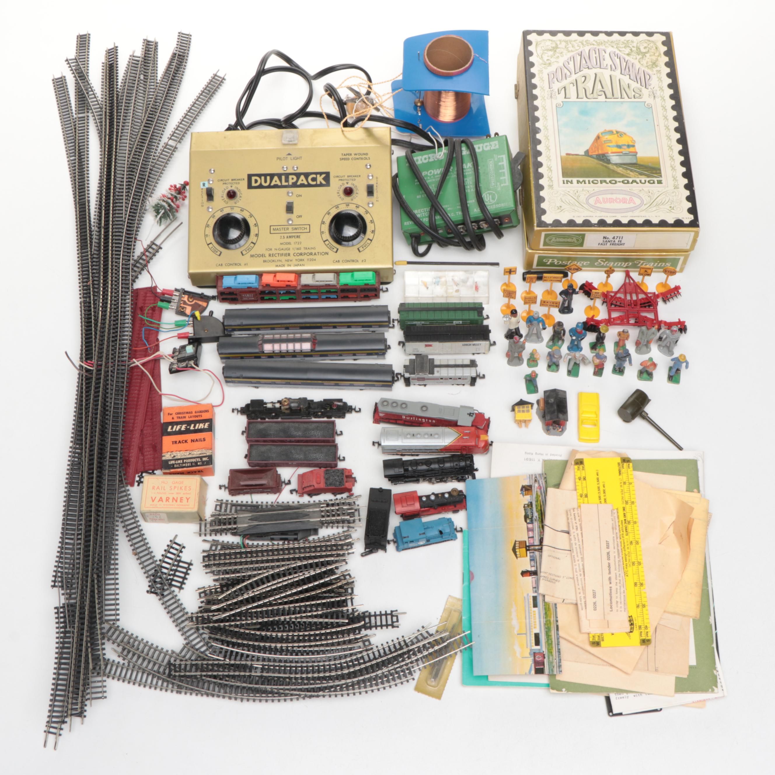 Aurora Postage Stamp Trains with Tracks, Dualpack Power Source and Accessories