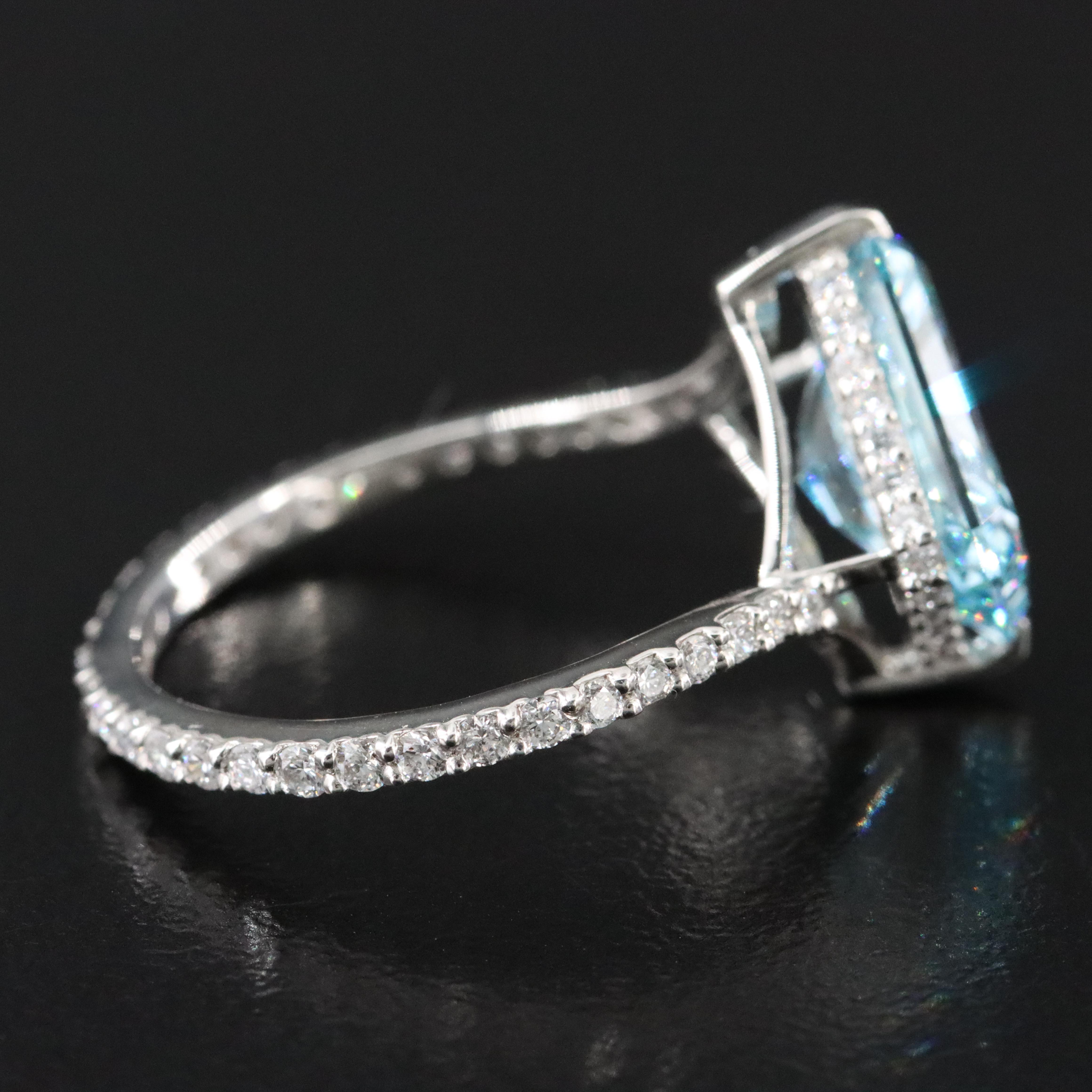 Platinum 3.59 CTW Lab Grown Diamond Ring with Fancy Blue Center and IGI Report