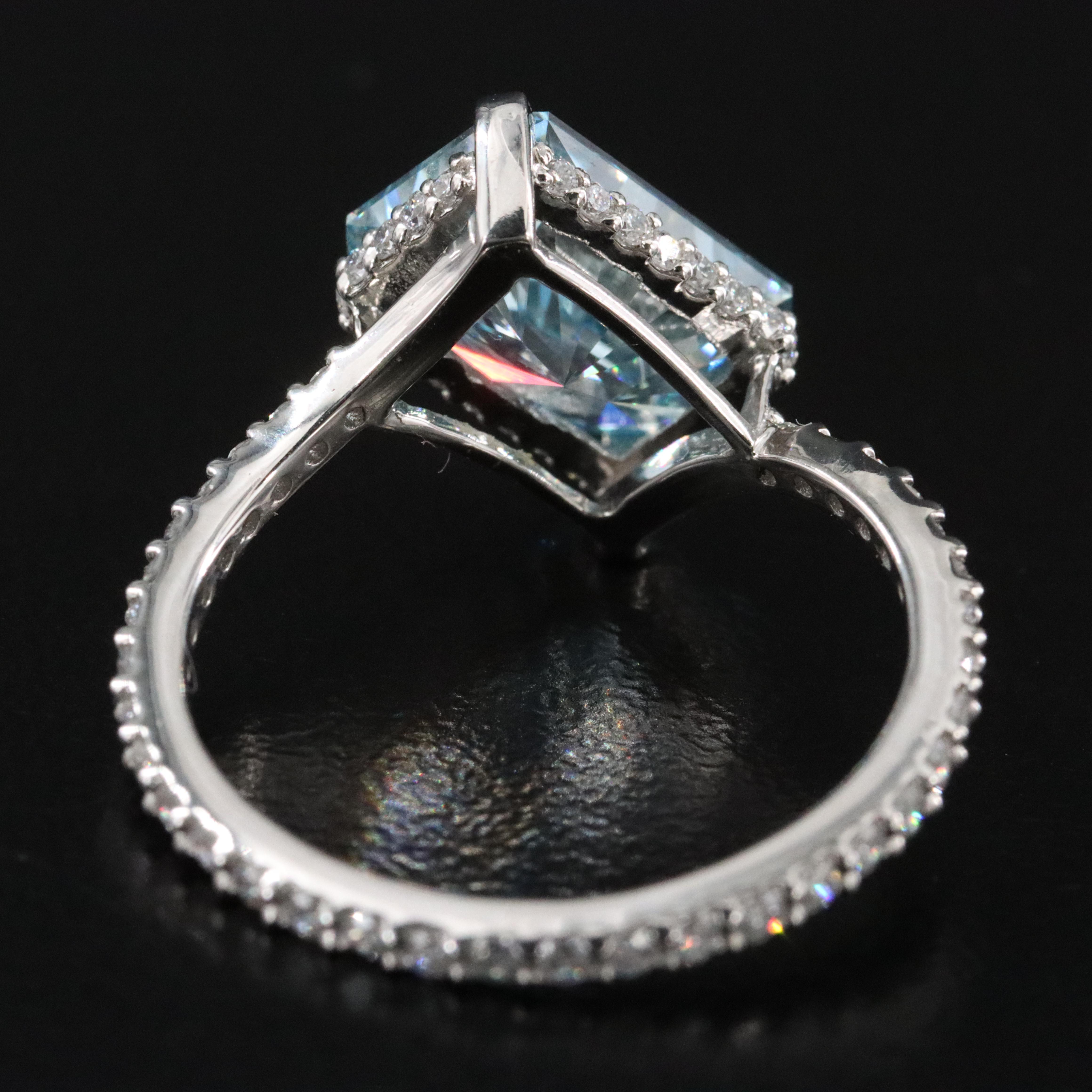 Platinum 3.59 CTW Lab Grown Diamond Ring with Fancy Blue Center and IGI Report