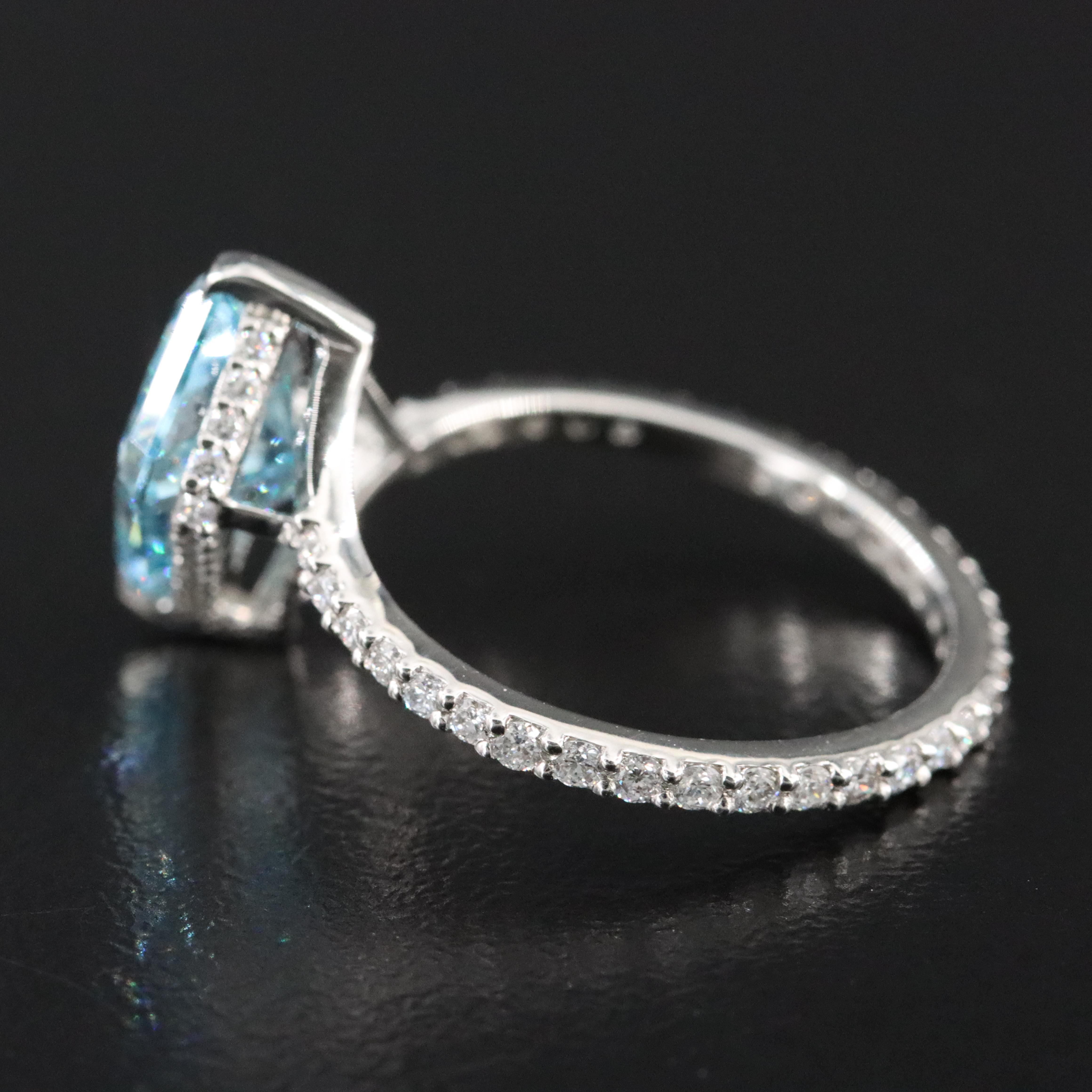 Platinum 3.59 CTW Lab Grown Diamond Ring with Fancy Blue Center and IGI Report