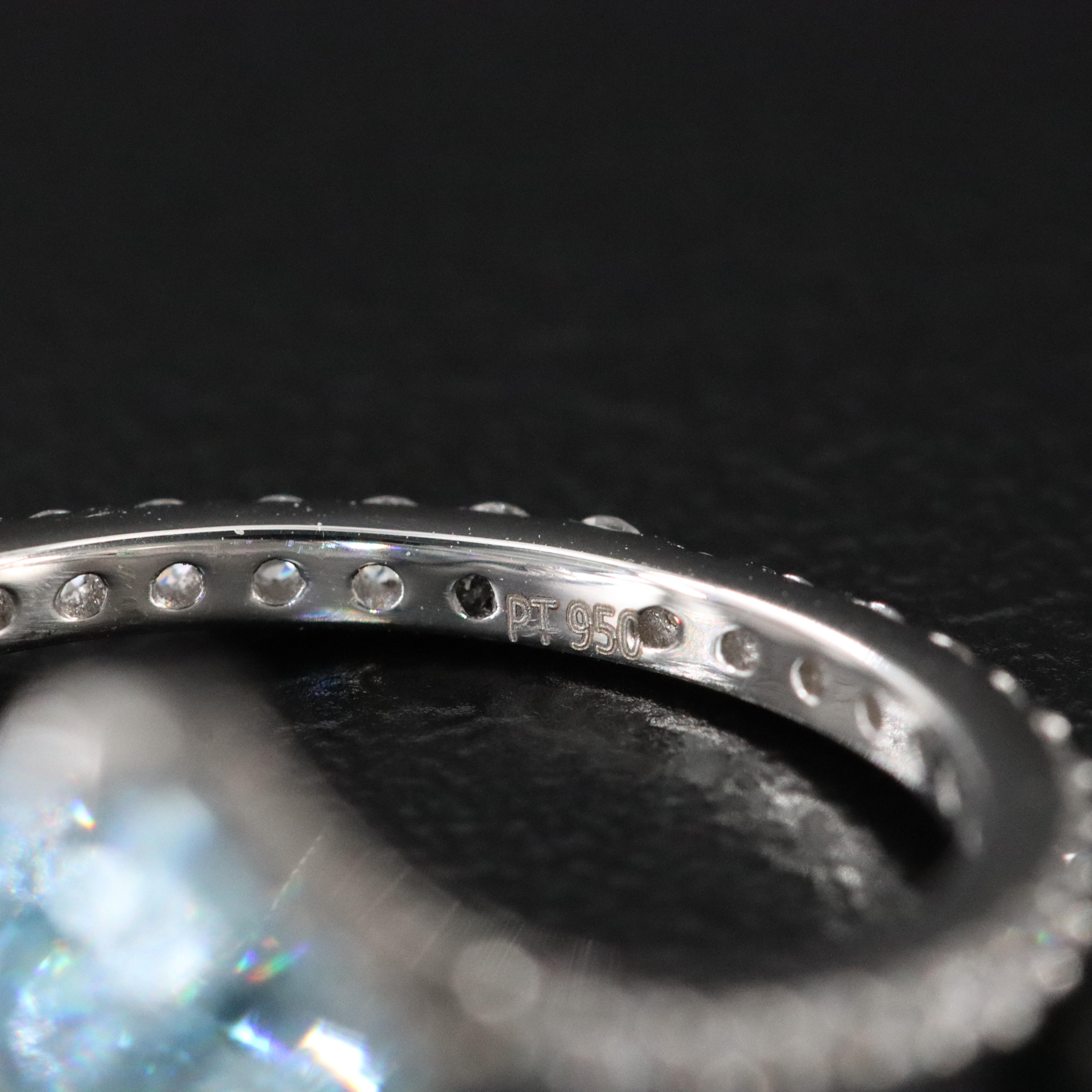 Platinum 3.59 CTW Lab Grown Diamond Ring with Fancy Blue Center and IGI Report