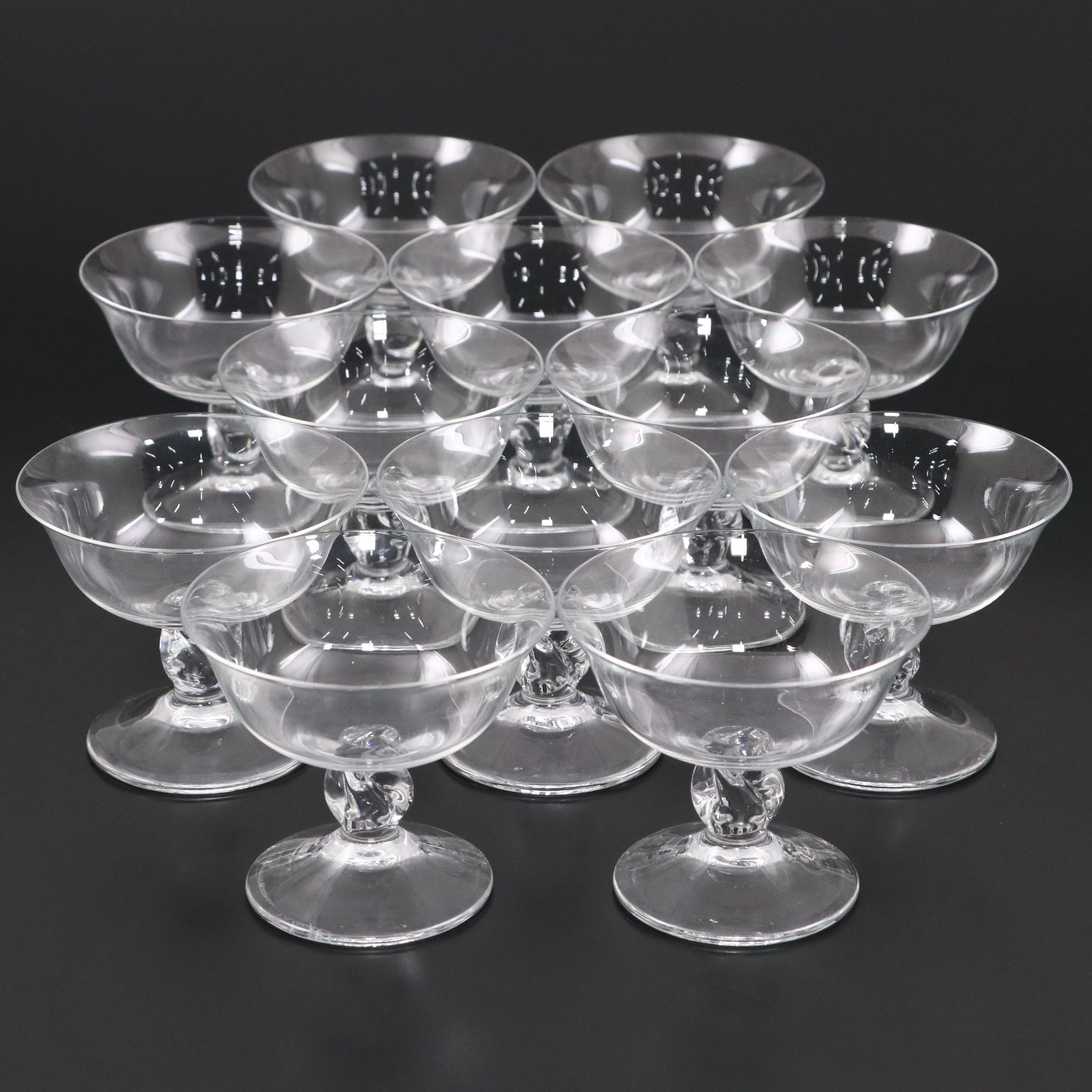 Daum French Crystal Art Deco Style "Orval" Low Sherbets