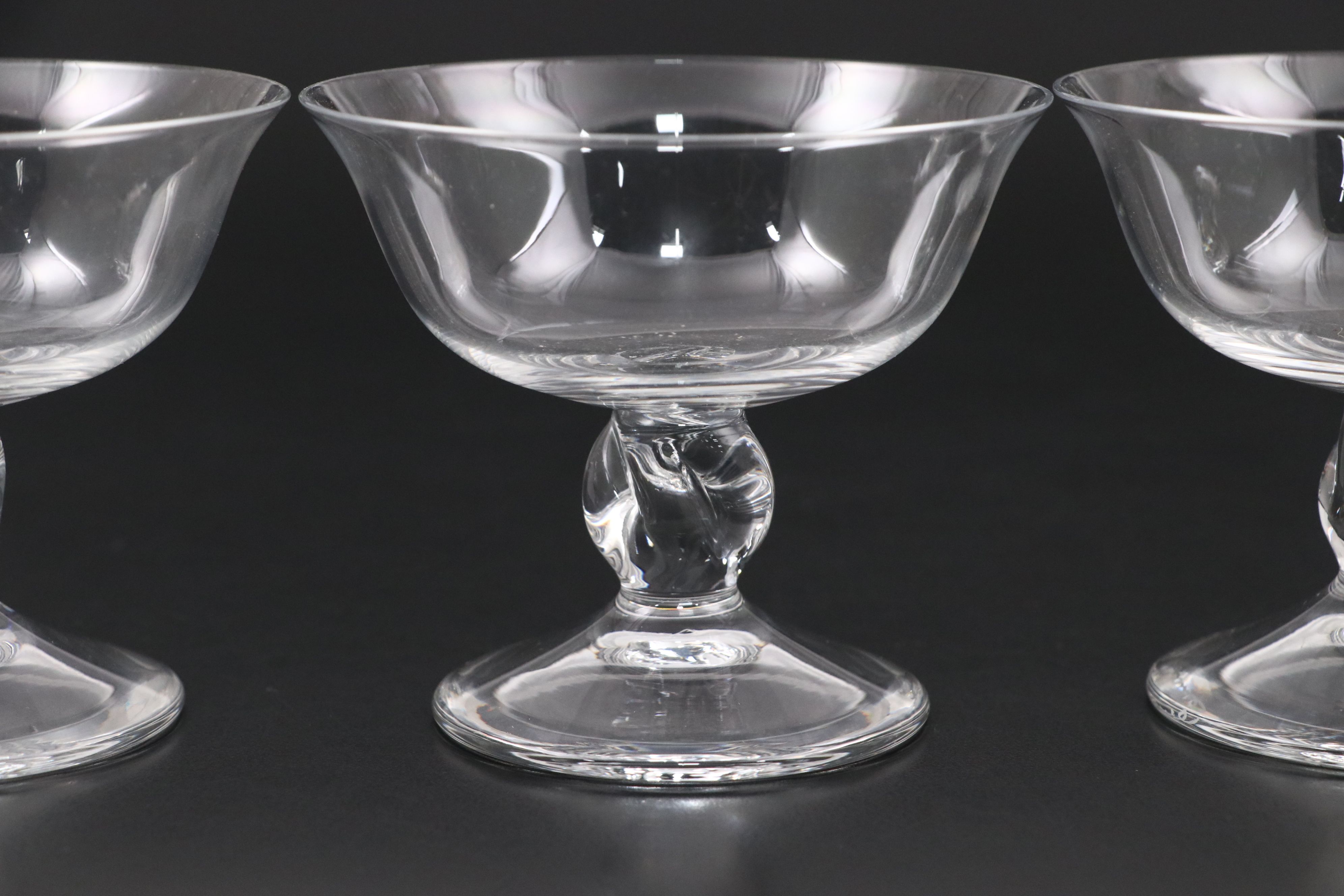 Daum French Crystal Art Deco Style "Orval" Low Sherbets