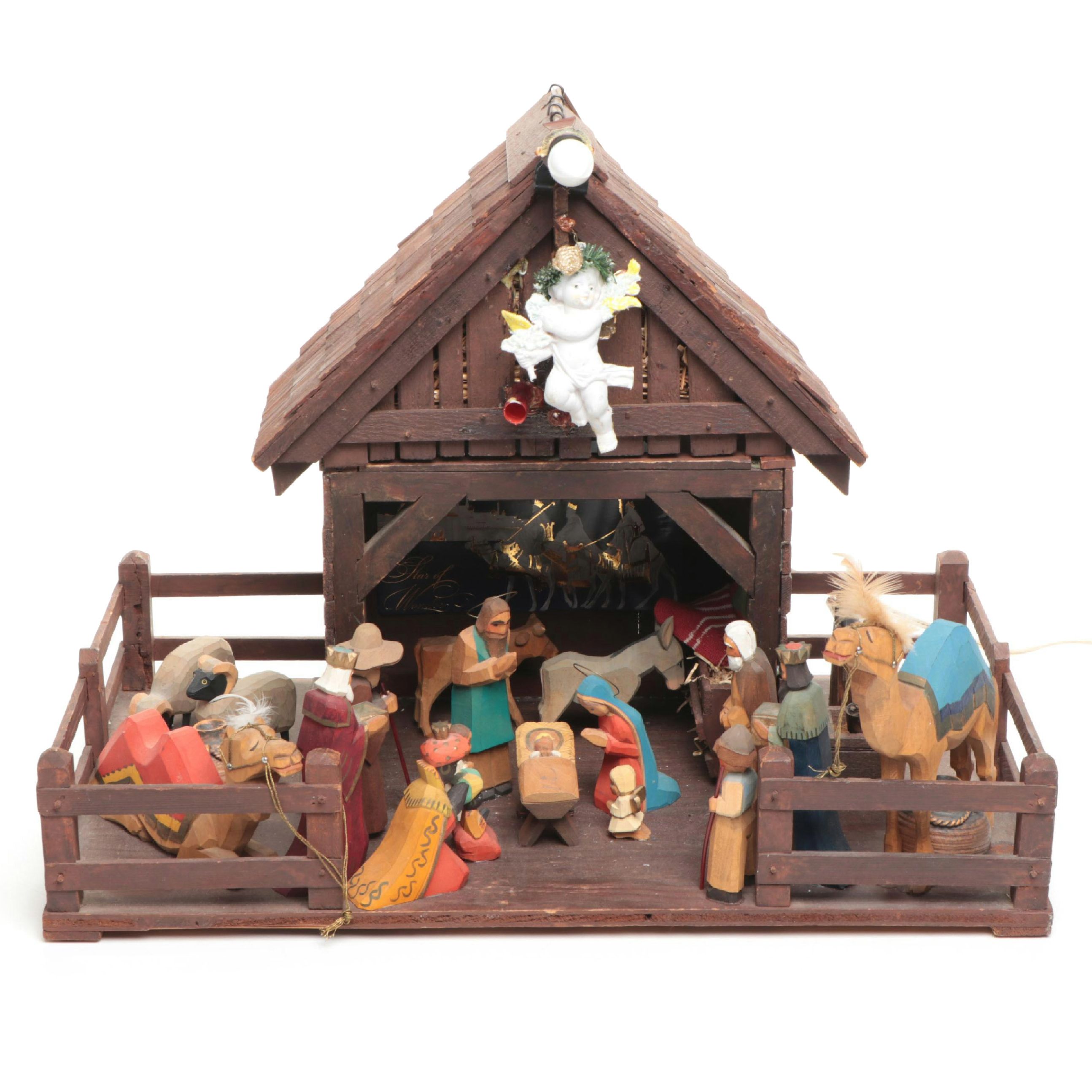 Dürerhaus German Wooden Illuminated Nativity Scene