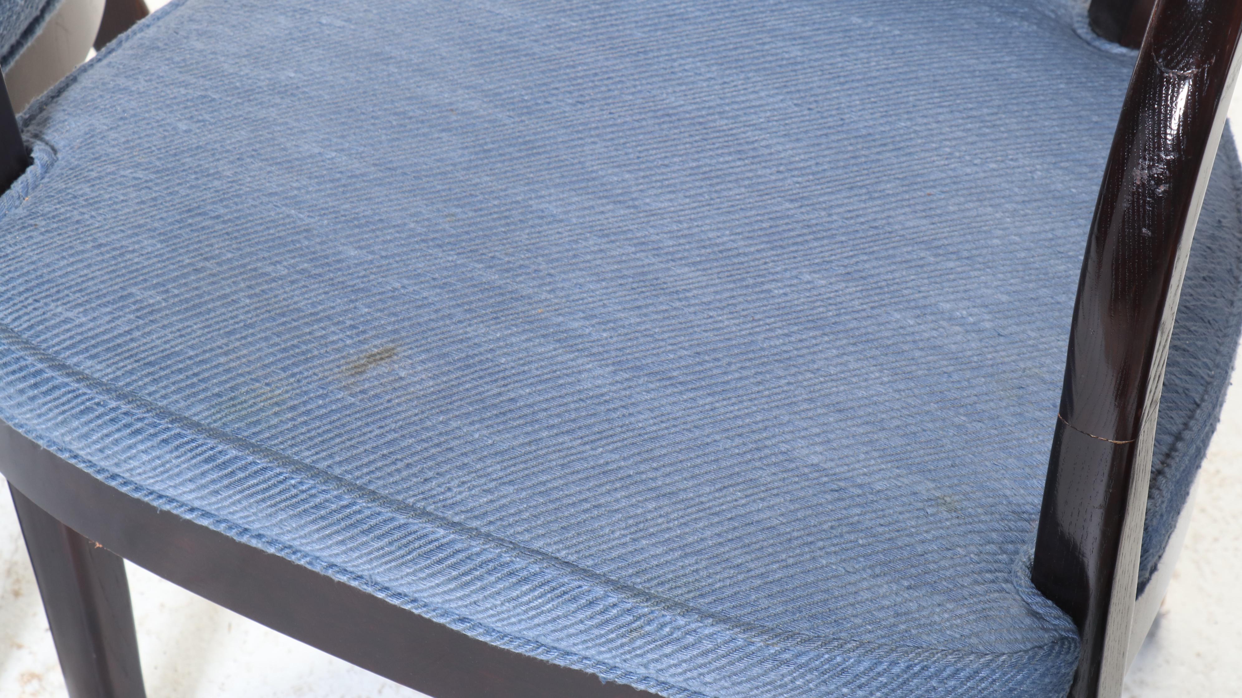 Set of Four Henredon Blue Upholstered Armchairs