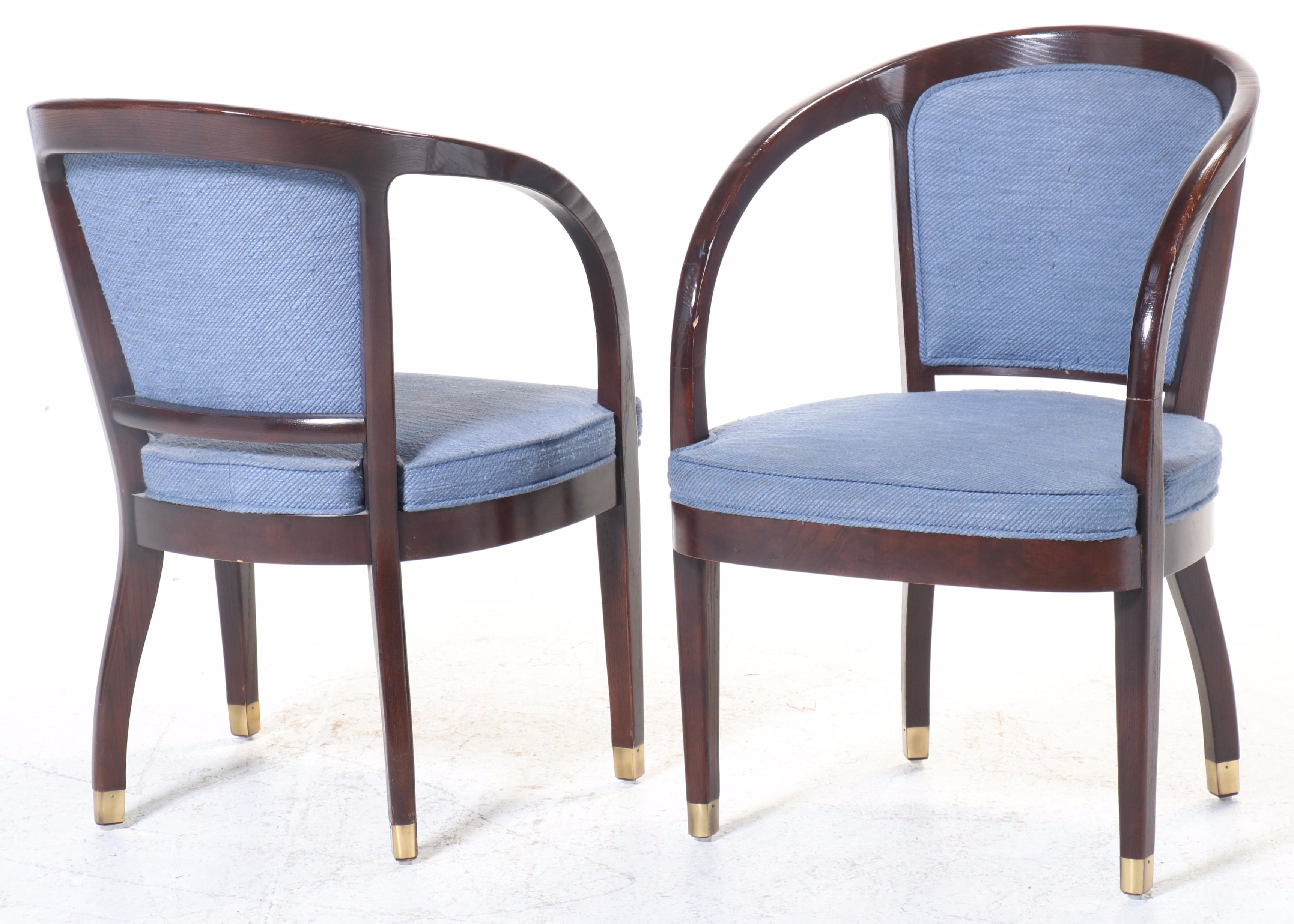 Set of Four Henredon Blue Upholstered Armchairs