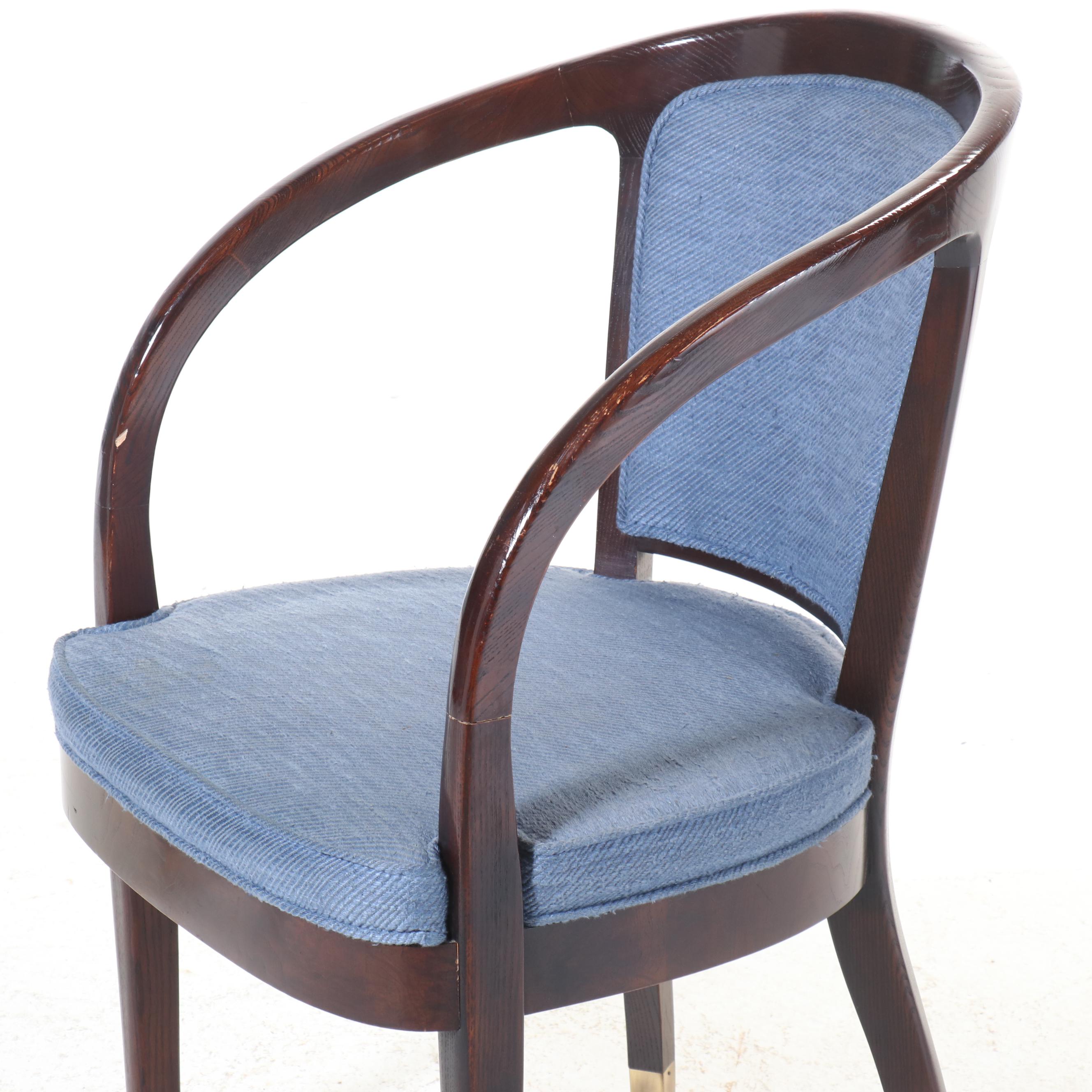 Set of Four Henredon Blue Upholstered Armchairs