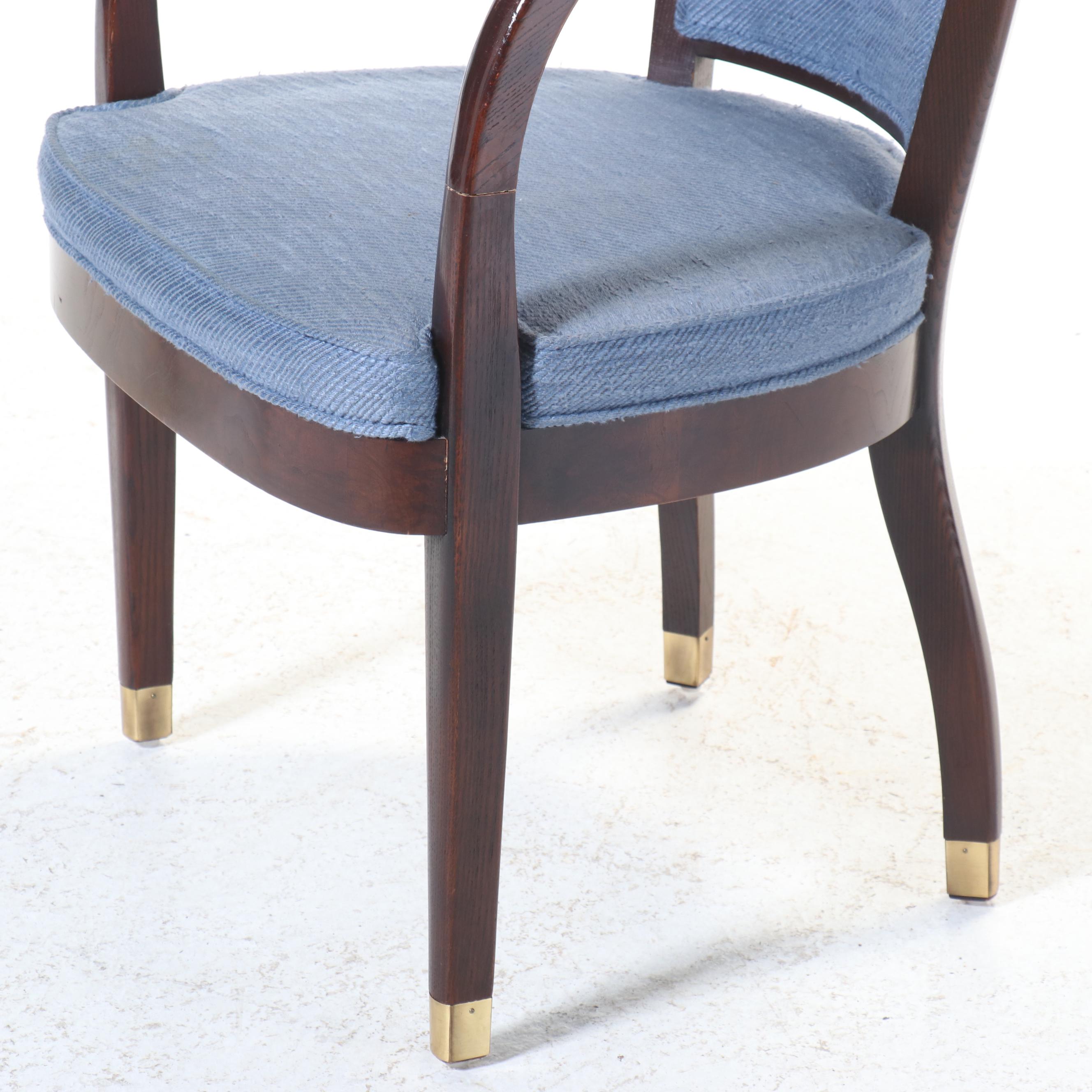 Set of Four Henredon Blue Upholstered Armchairs