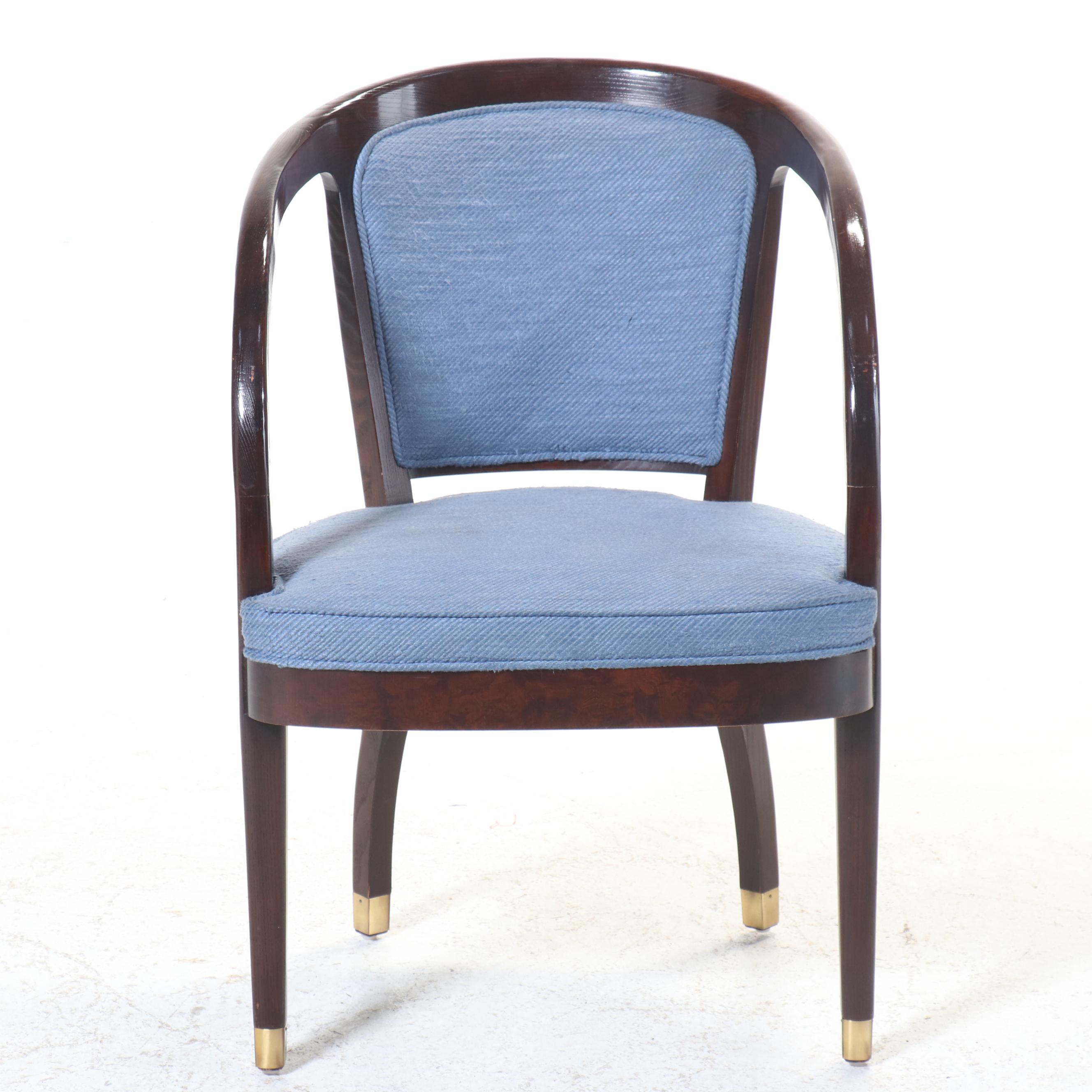 Set of Four Henredon Blue Upholstered Armchairs