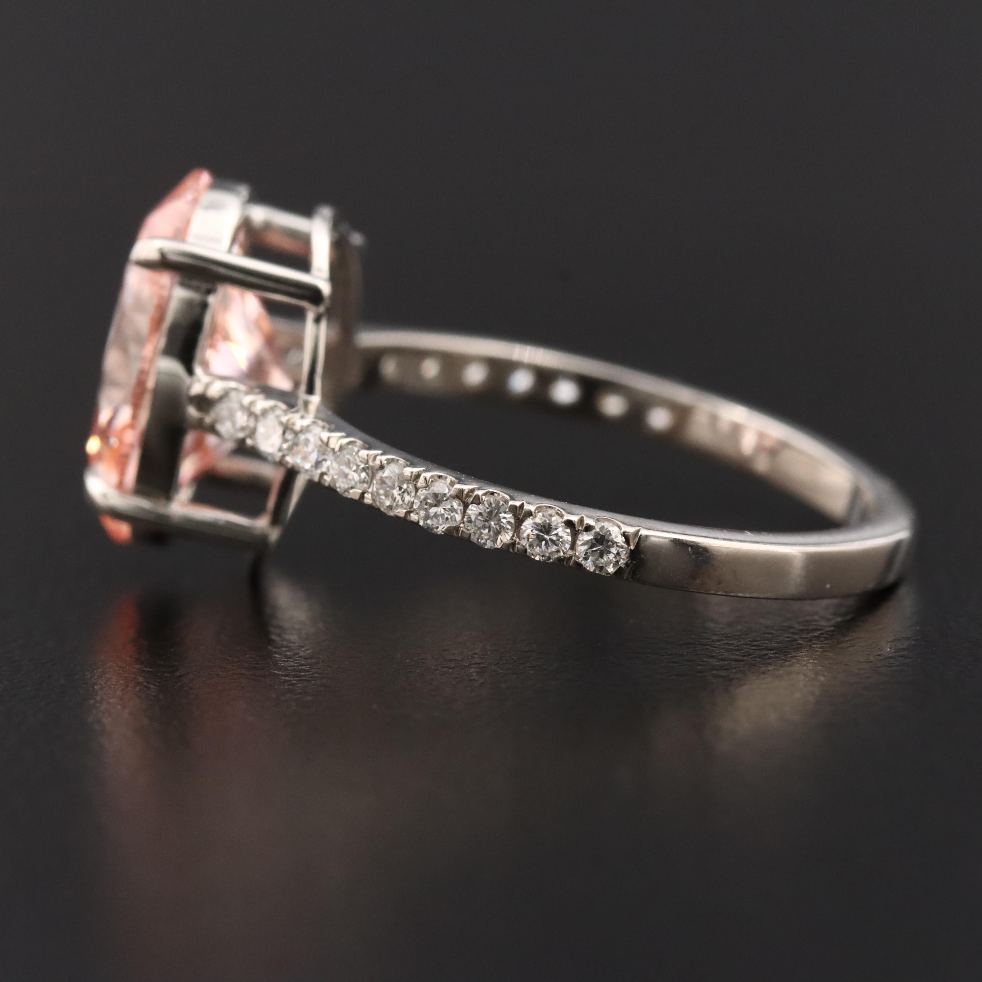 Platinum 3.27 CTW Lab Grown Diamond Ring with Fancy Pink Center and IGI Report