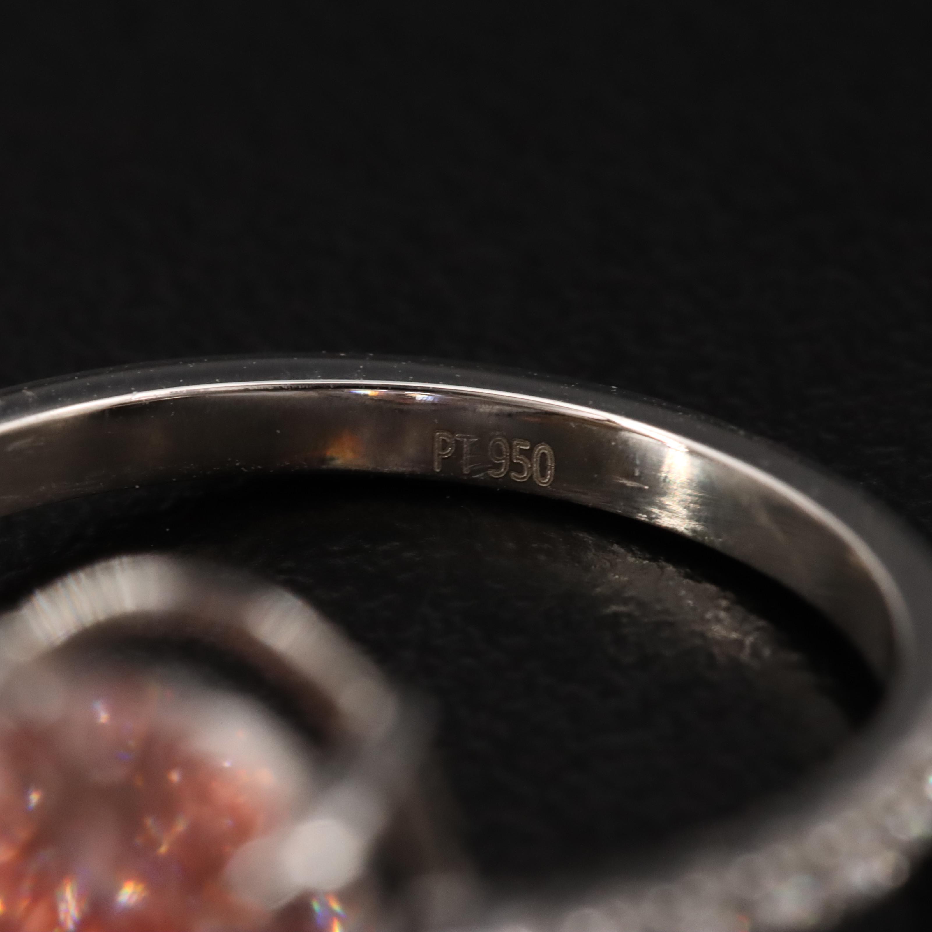 Platinum 3.27 CTW Lab Grown Diamond Ring with Fancy Pink Center and IGI Report