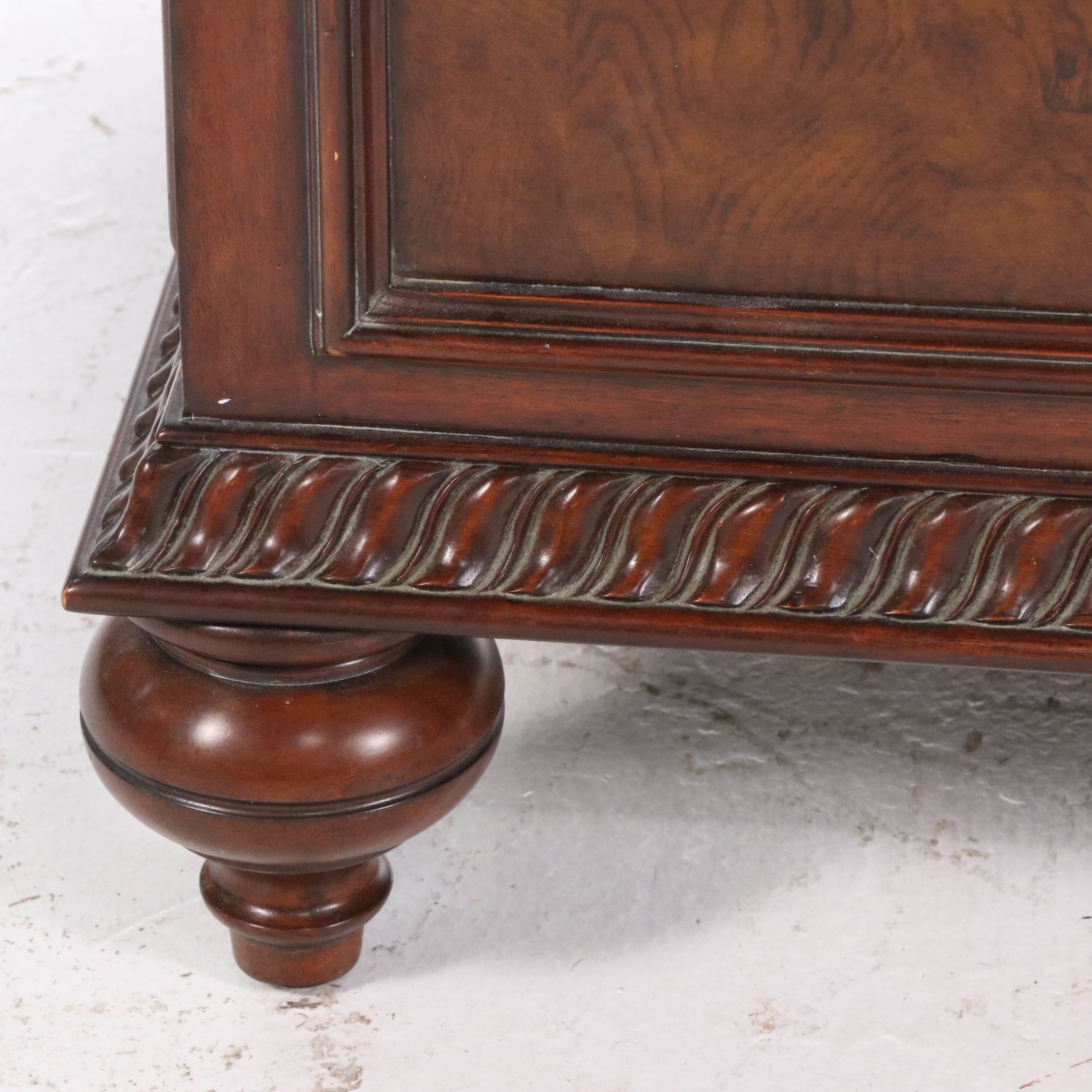 Ethan Allen Classical Style Leather Top Mahogany Coffee Table with Storage