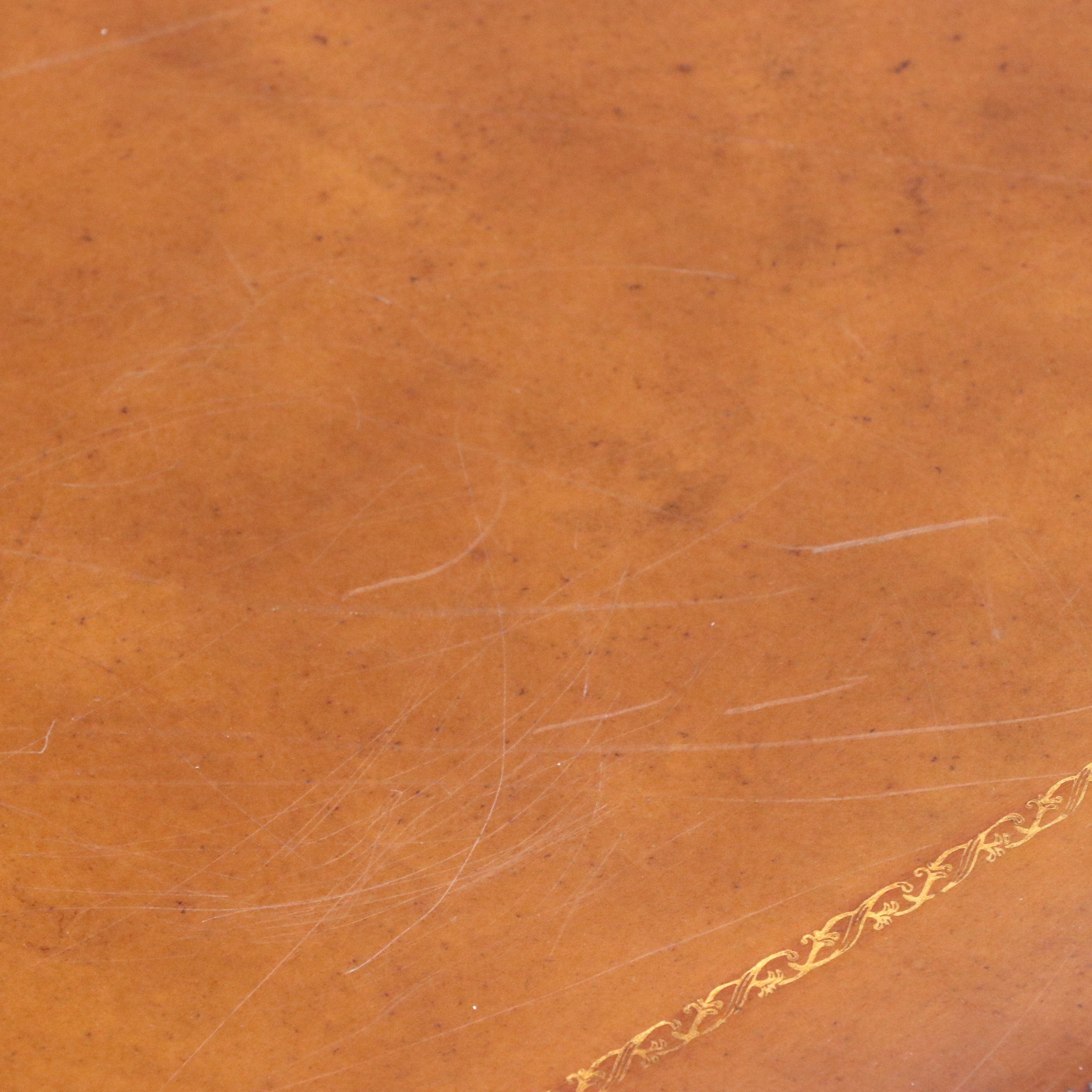 Ethan Allen Classical Style Leather Top Mahogany Coffee Table with Storage