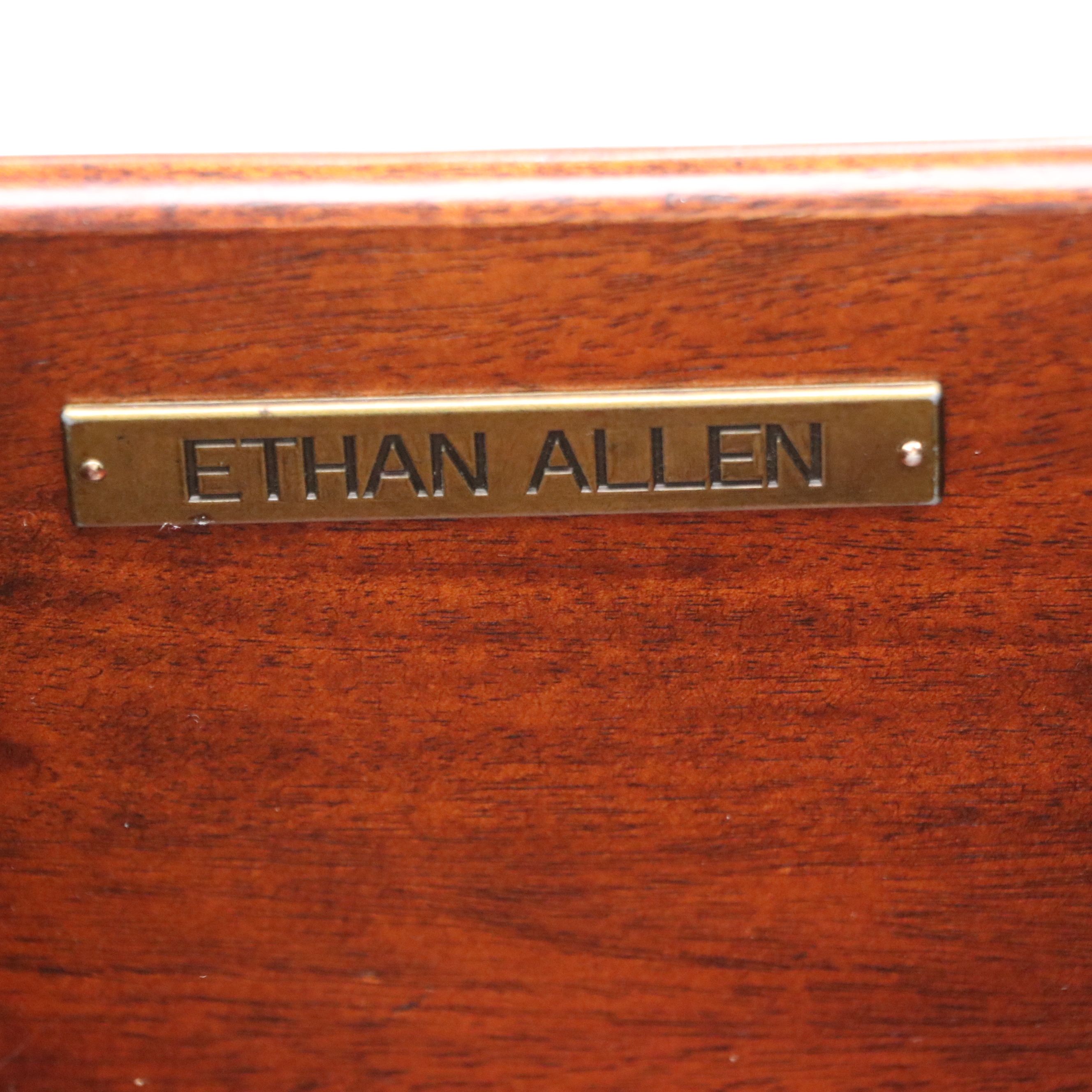 Ethan Allen Classical Style Leather Top Mahogany Coffee Table with Storage