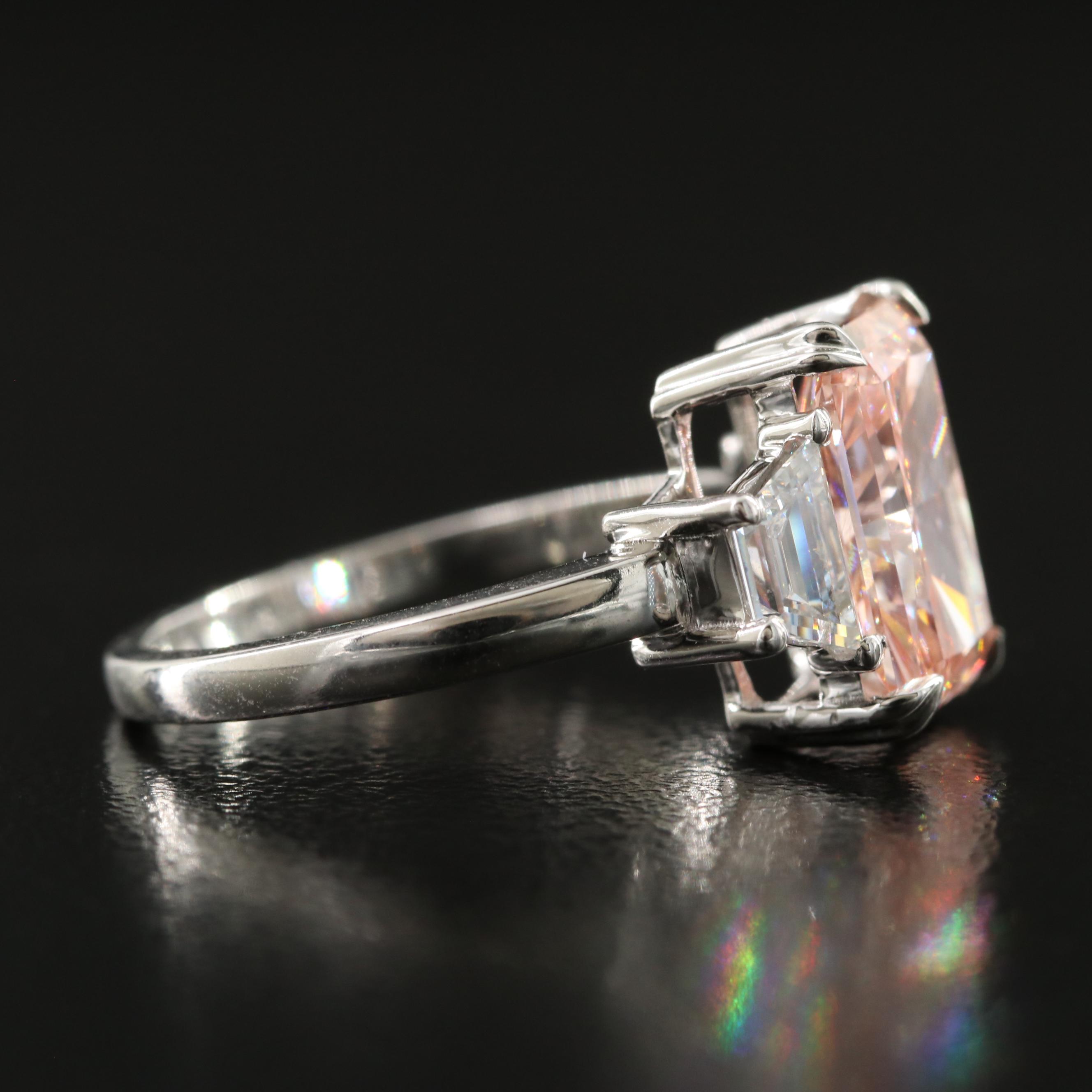 14K 3.64 CTW Lab Grown Diamond Ring with Fancy Pink Center and IGI Report