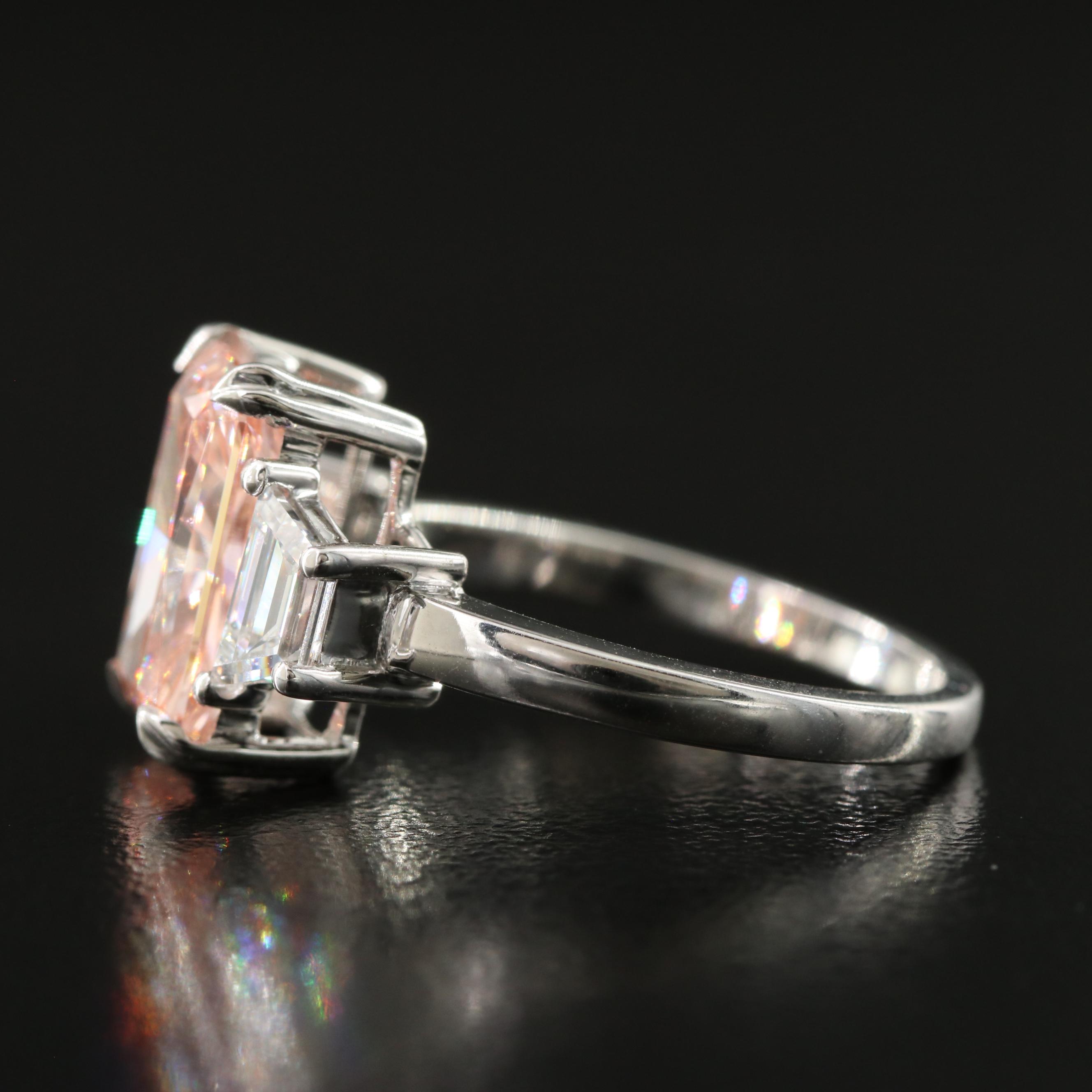 14K 3.64 CTW Lab Grown Diamond Ring with Fancy Pink Center and IGI Report