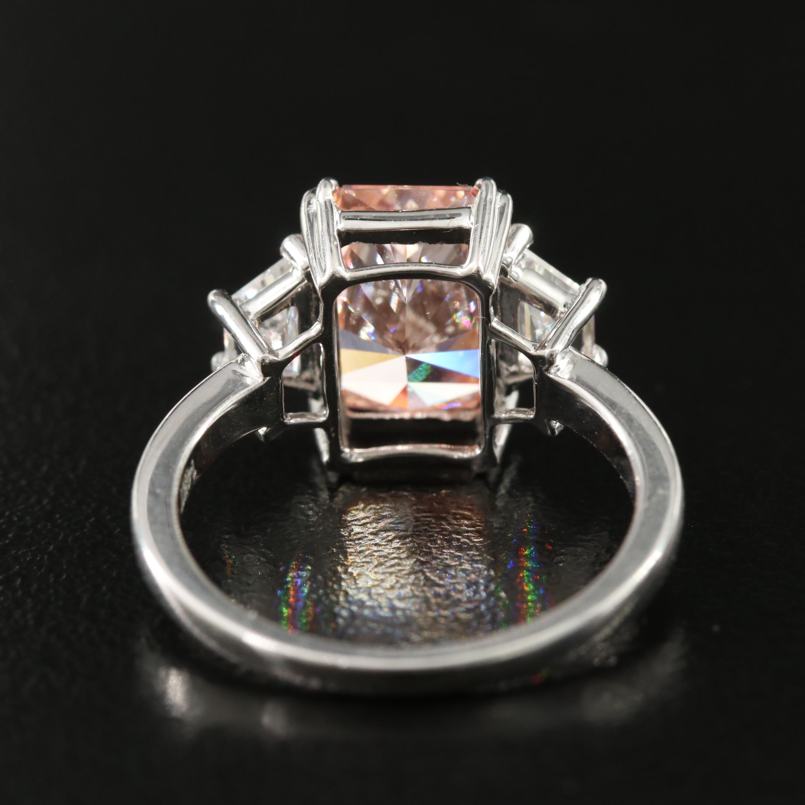 14K 3.64 CTW Lab Grown Diamond Ring with Fancy Pink Center and IGI Report