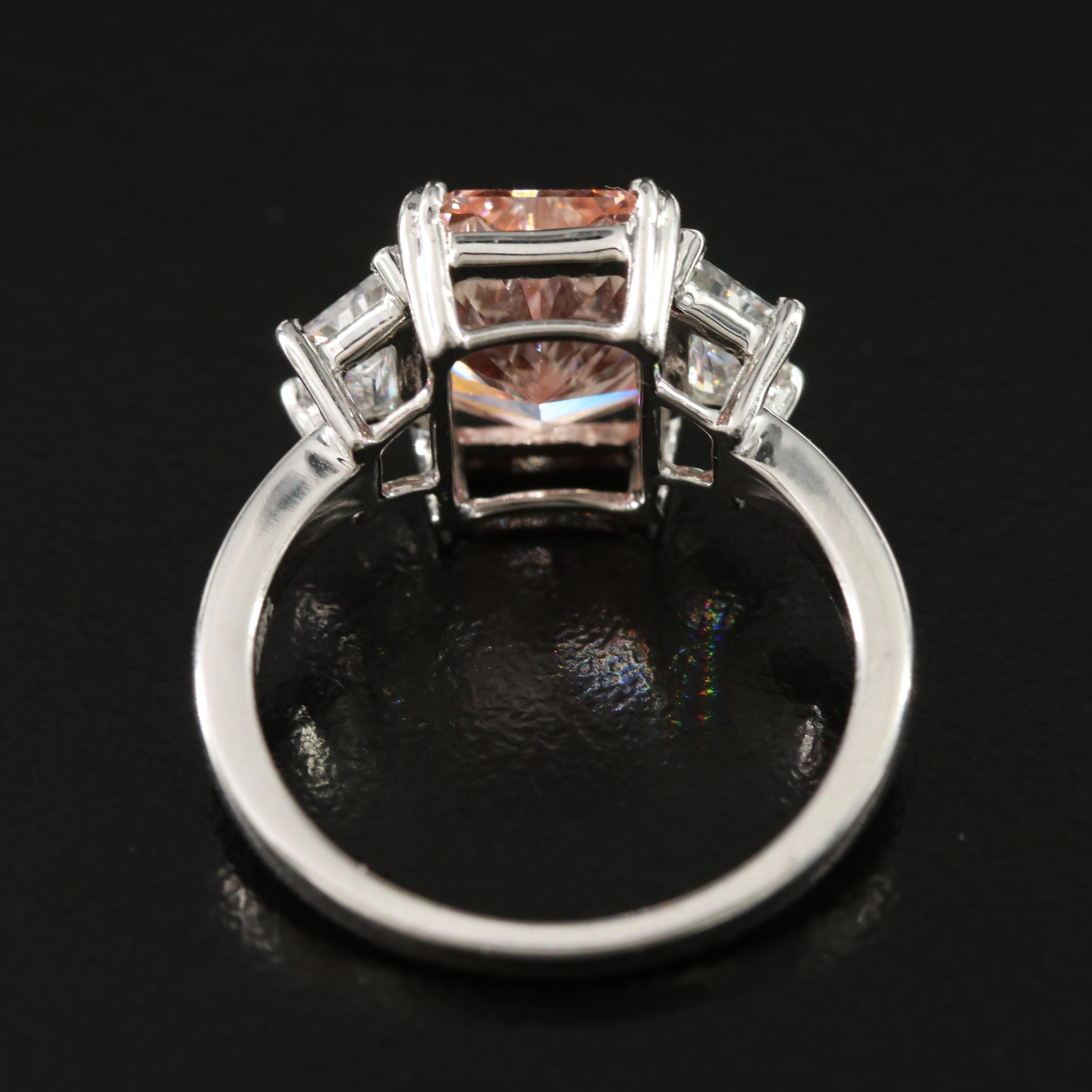 14K 3.64 CTW Lab Grown Diamond Ring with Fancy Pink Center and IGI Report