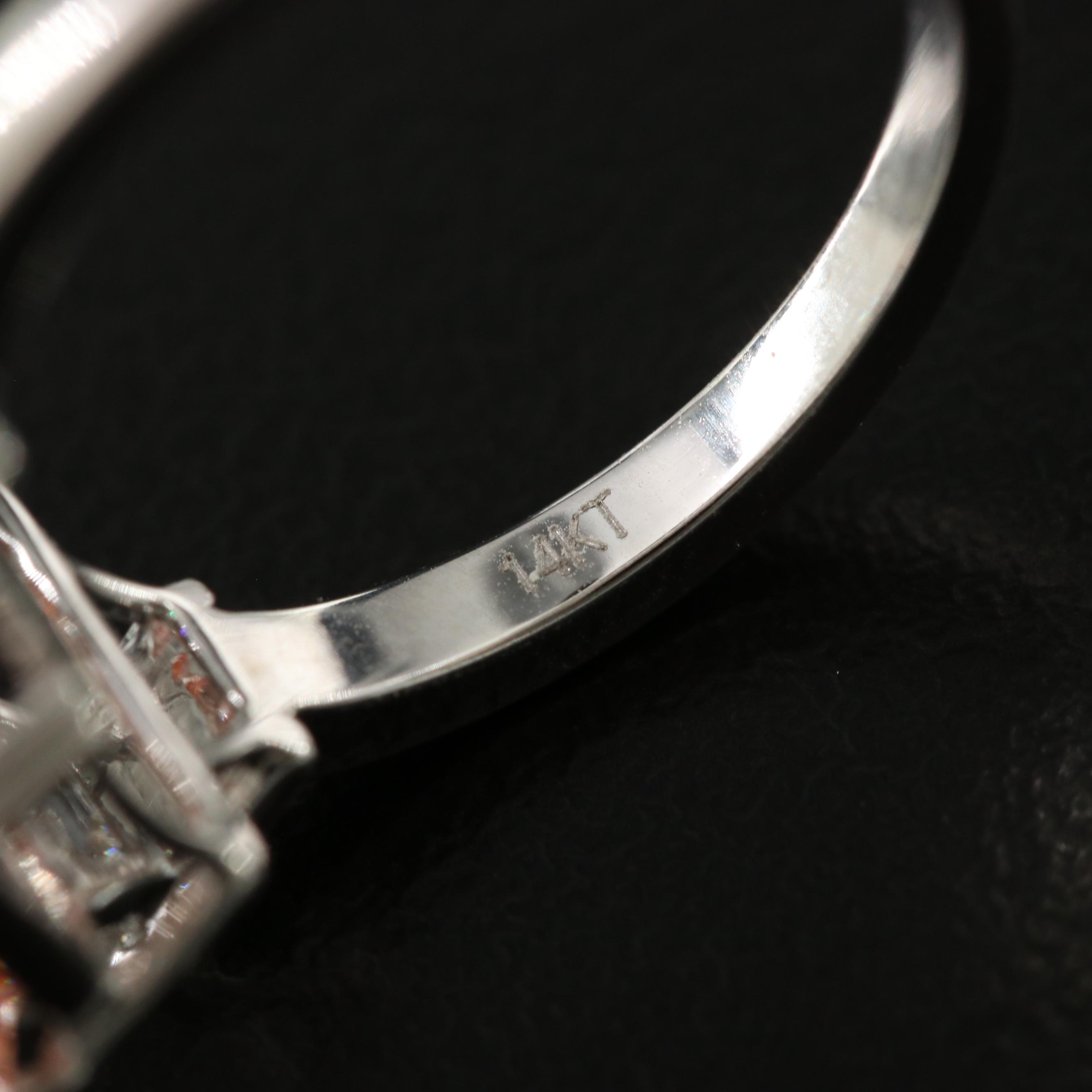 14K 3.64 CTW Lab Grown Diamond Ring with Fancy Pink Center and IGI Report