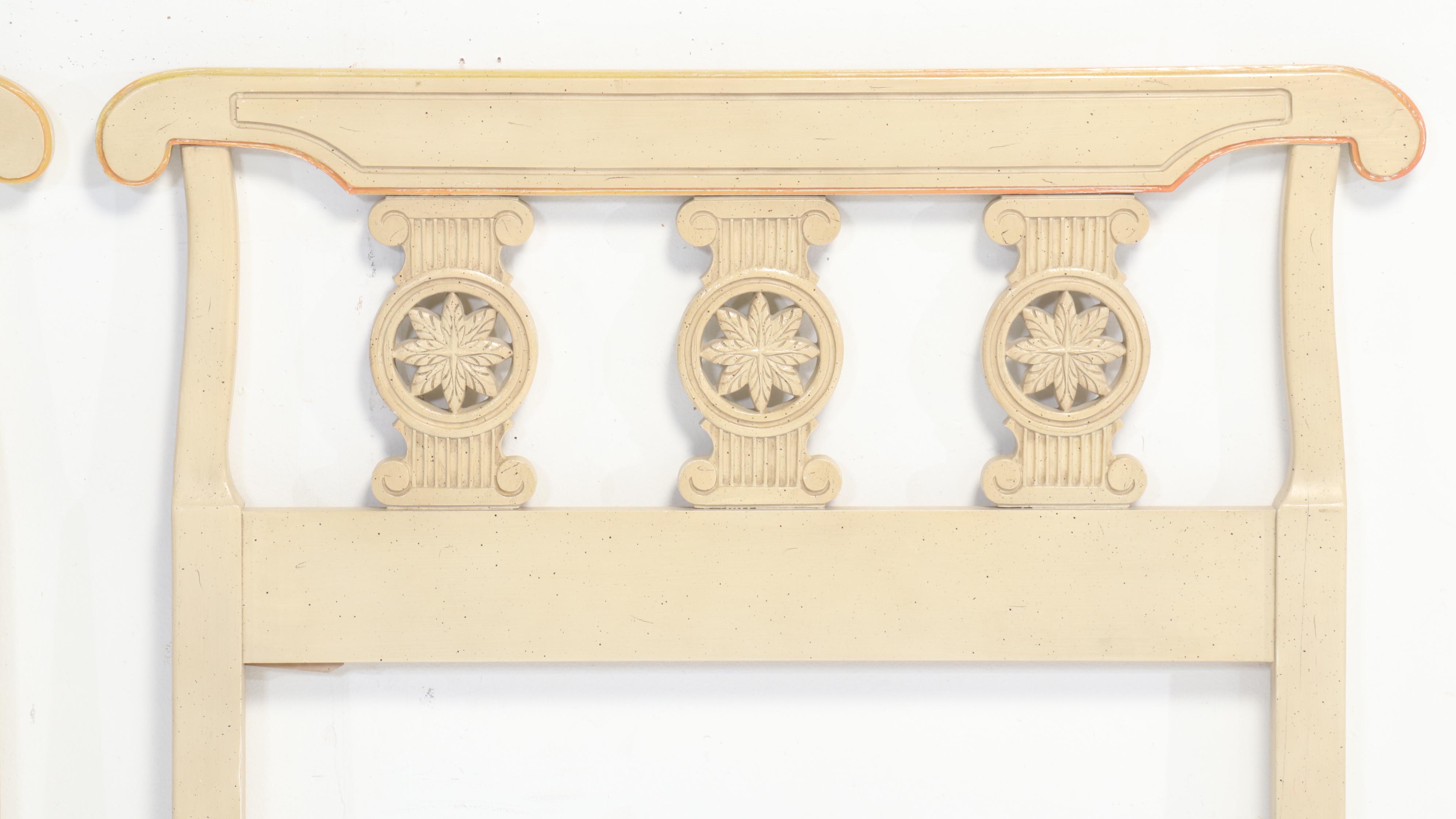 Pair of Neoclassical Style Painted Wood Twin Size Headboards, Mid-20th Century