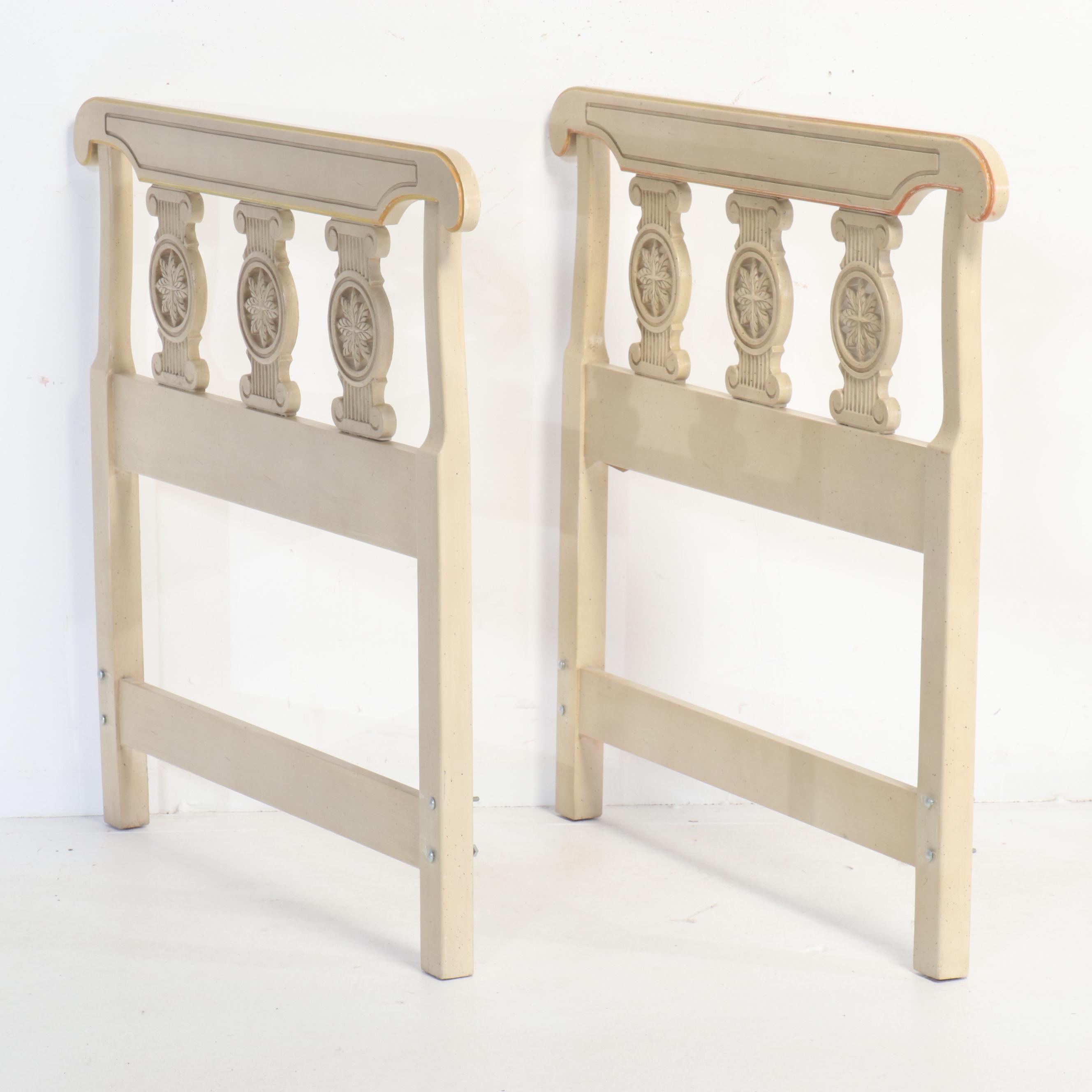 Pair of Neoclassical Style Painted Wood Twin Size Headboards, Mid-20th Century