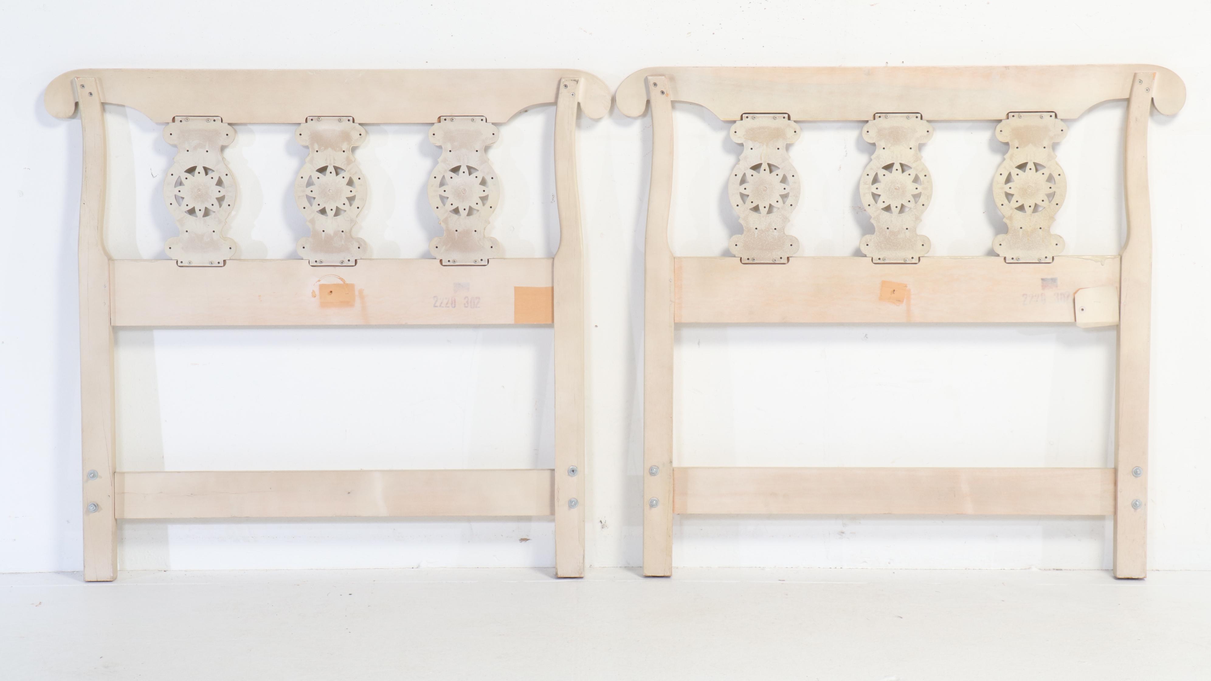 Pair of Neoclassical Style Painted Wood Twin Size Headboards, Mid-20th Century