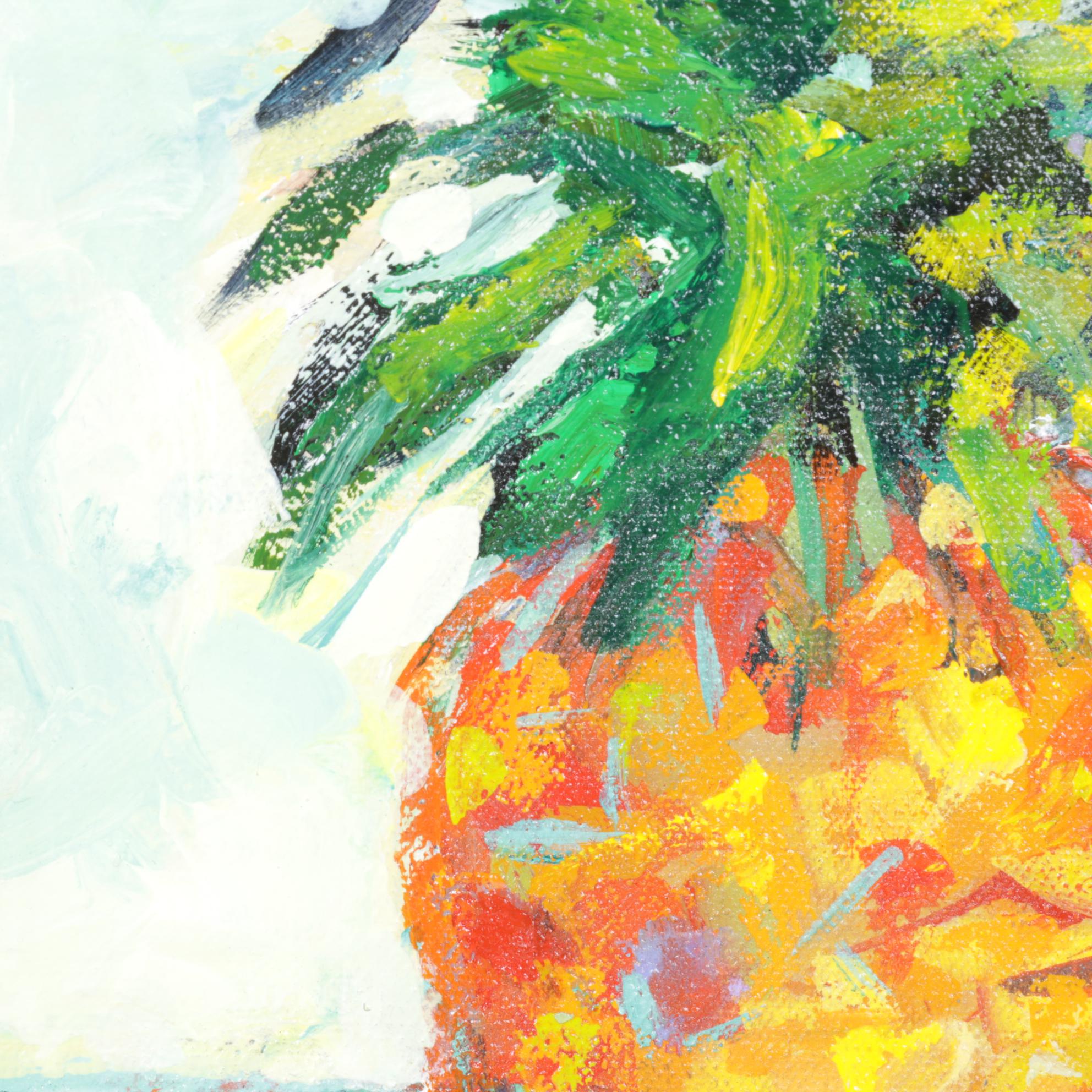 M. Riley Still Life Oil Painting of Pineapple "A Risk of Paradise"