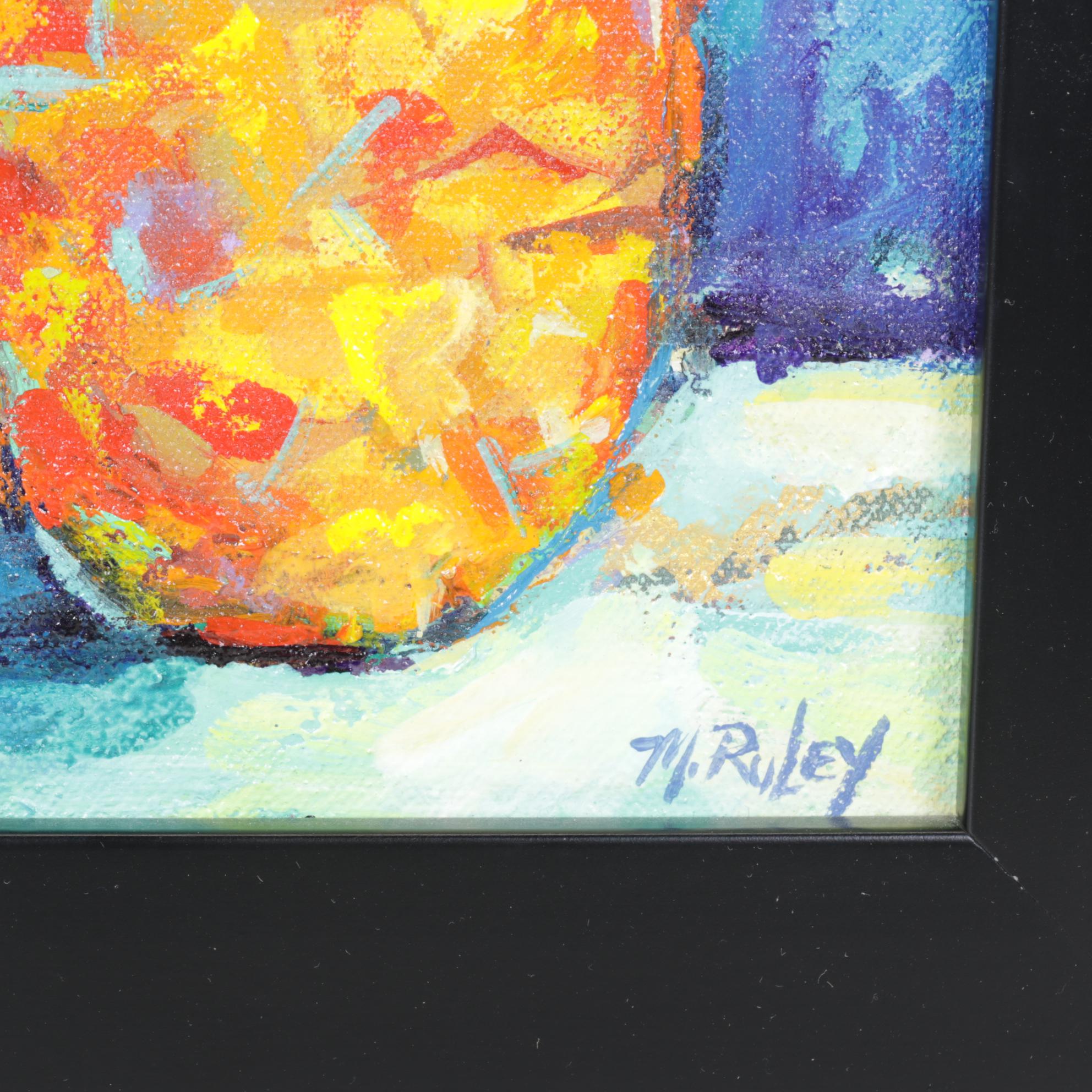 M. Riley Still Life Oil Painting of Pineapple "A Risk of Paradise"
