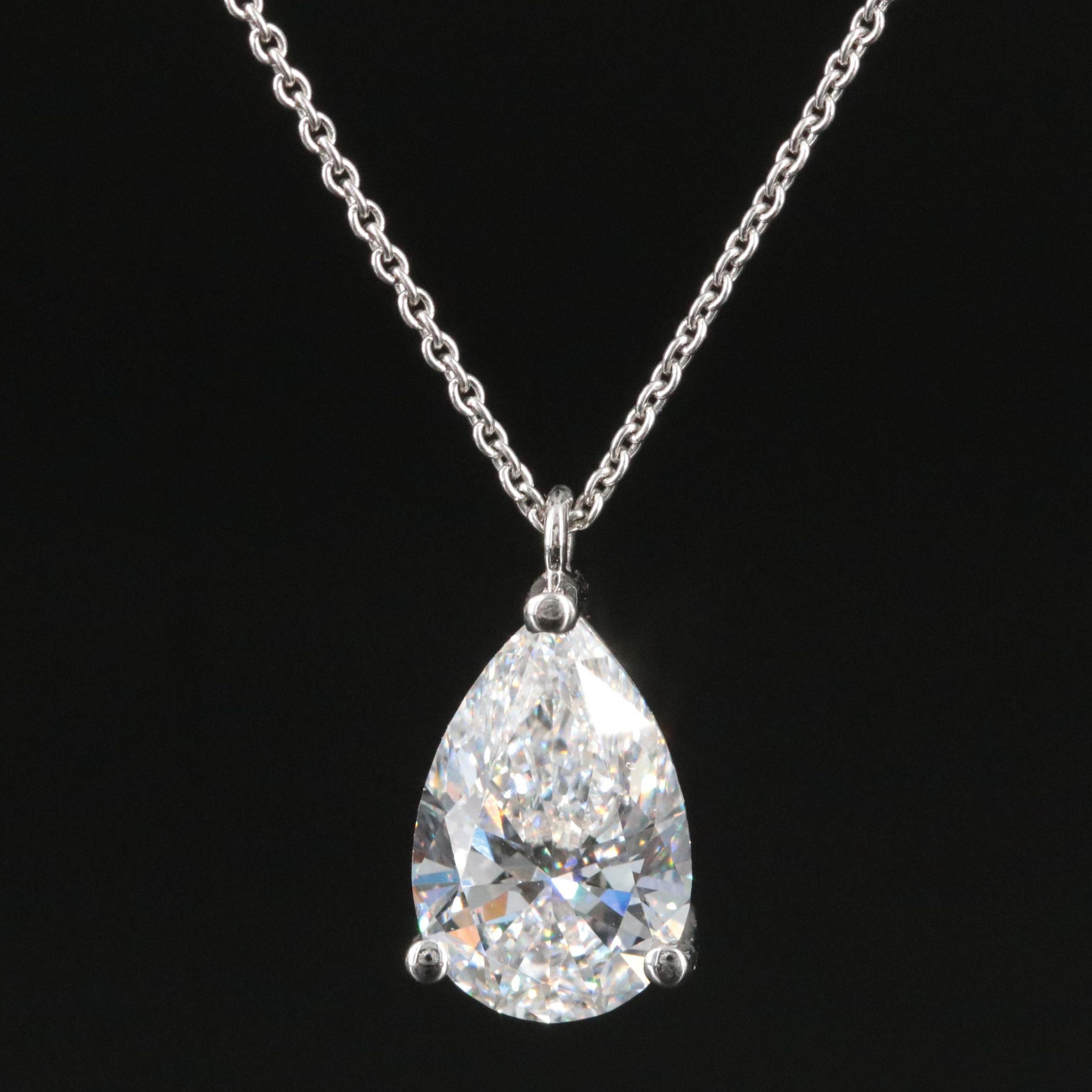 Platinum 3.03 CT Lab Grown Diamond Solitaire Necklace with IGI Report