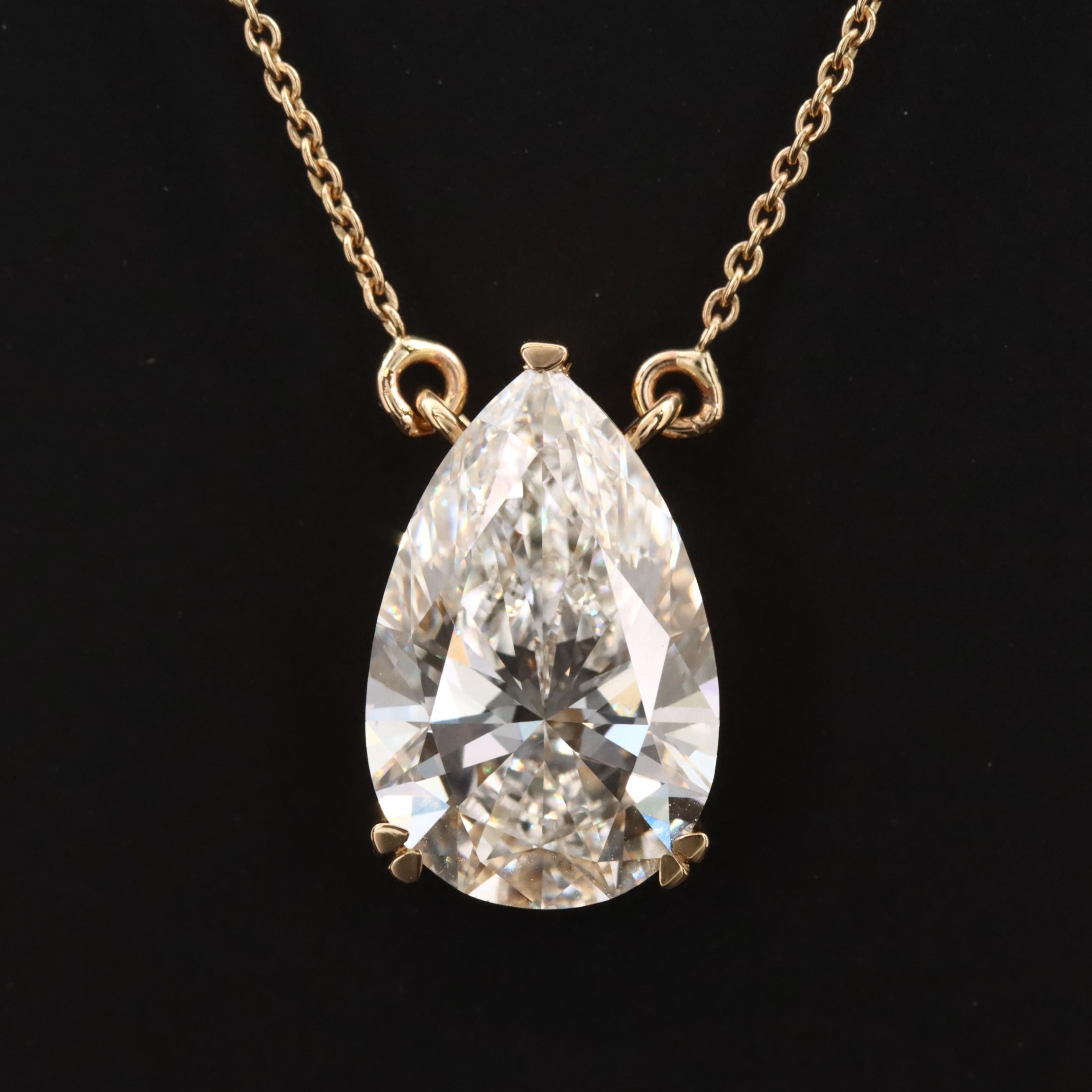 18K 5.04 CT Lab Grown Diamond Solitaire Necklace with IGI Report