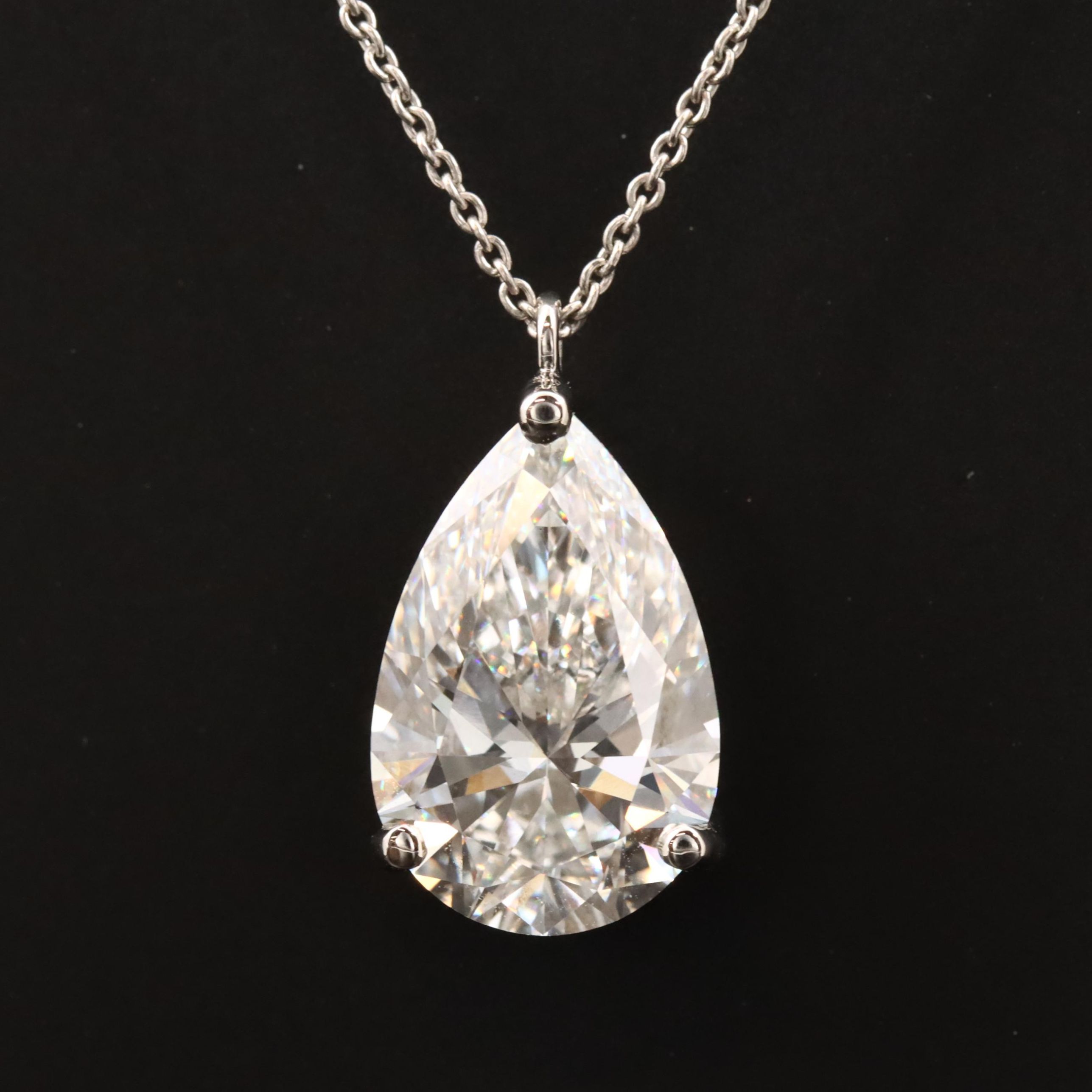 Platinum 6.10 CT Lab Grown Diamond Solitaire Pendant Necklace with IGI Report