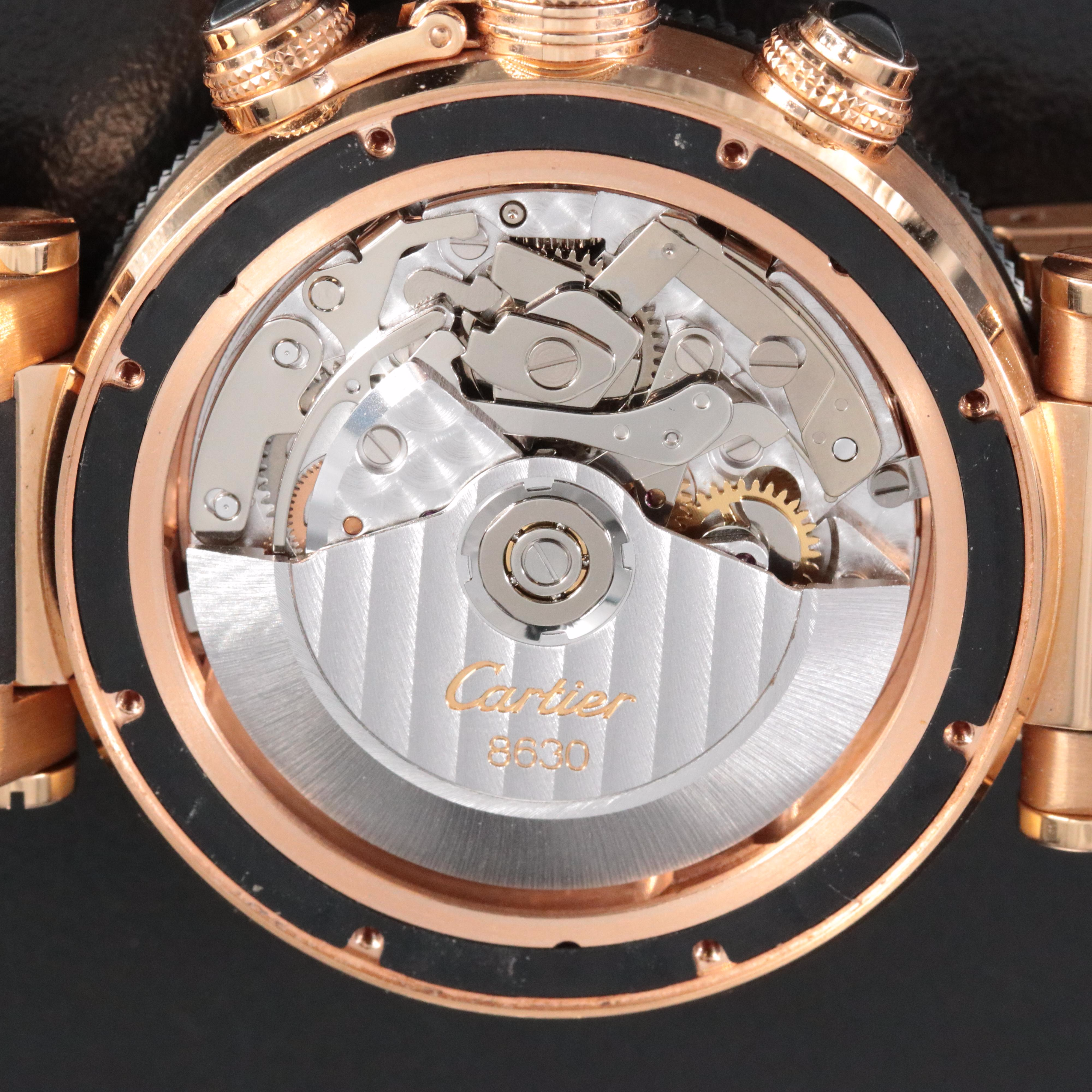 Cartier Pasha Seatimer Black 42mm 18K Rose Gold Automatic Watch 3066