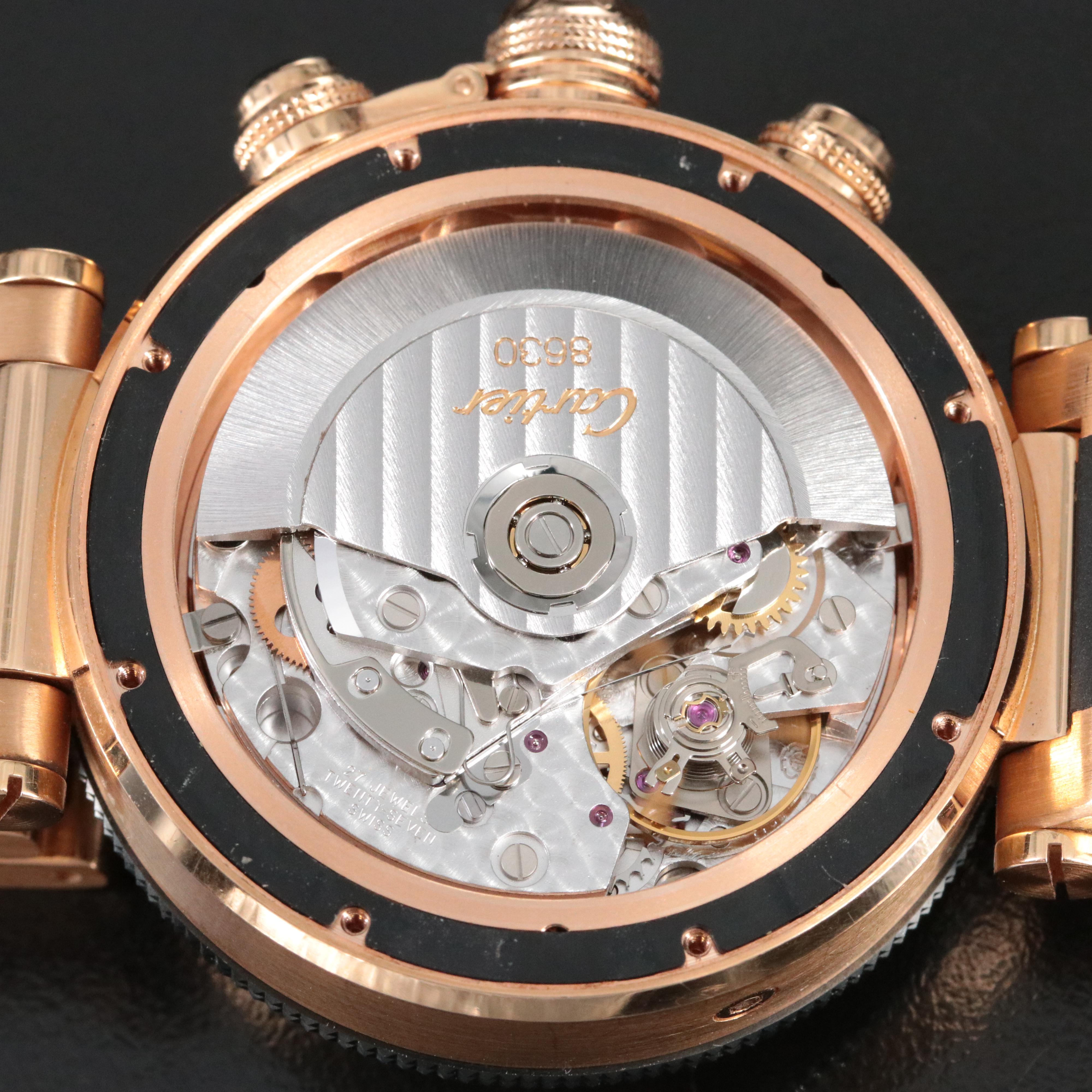 Cartier Pasha Seatimer Black 42mm 18K Rose Gold Automatic Watch 3066