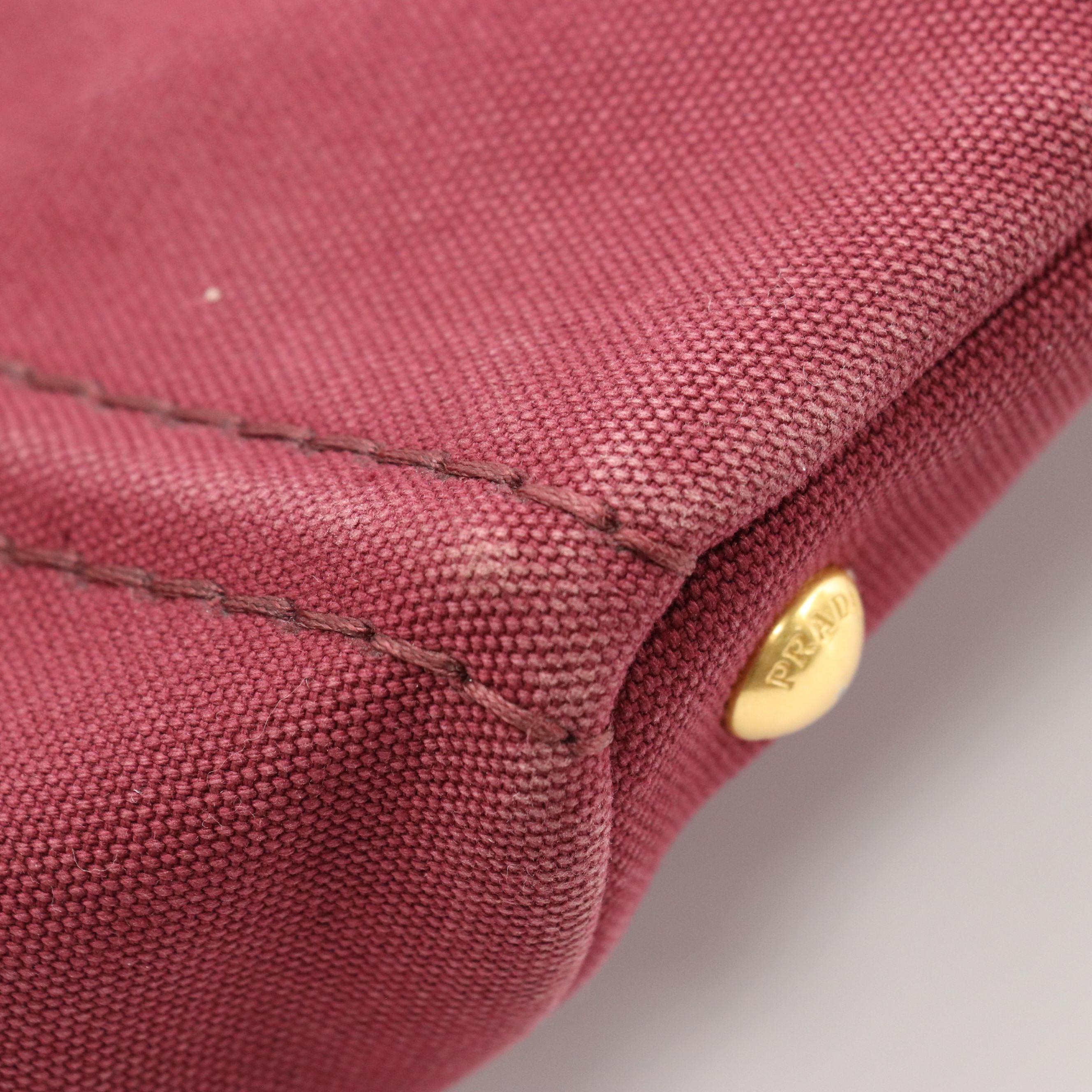 Prada Canapa Logo Two-Way Tote in Burgundy Canvas