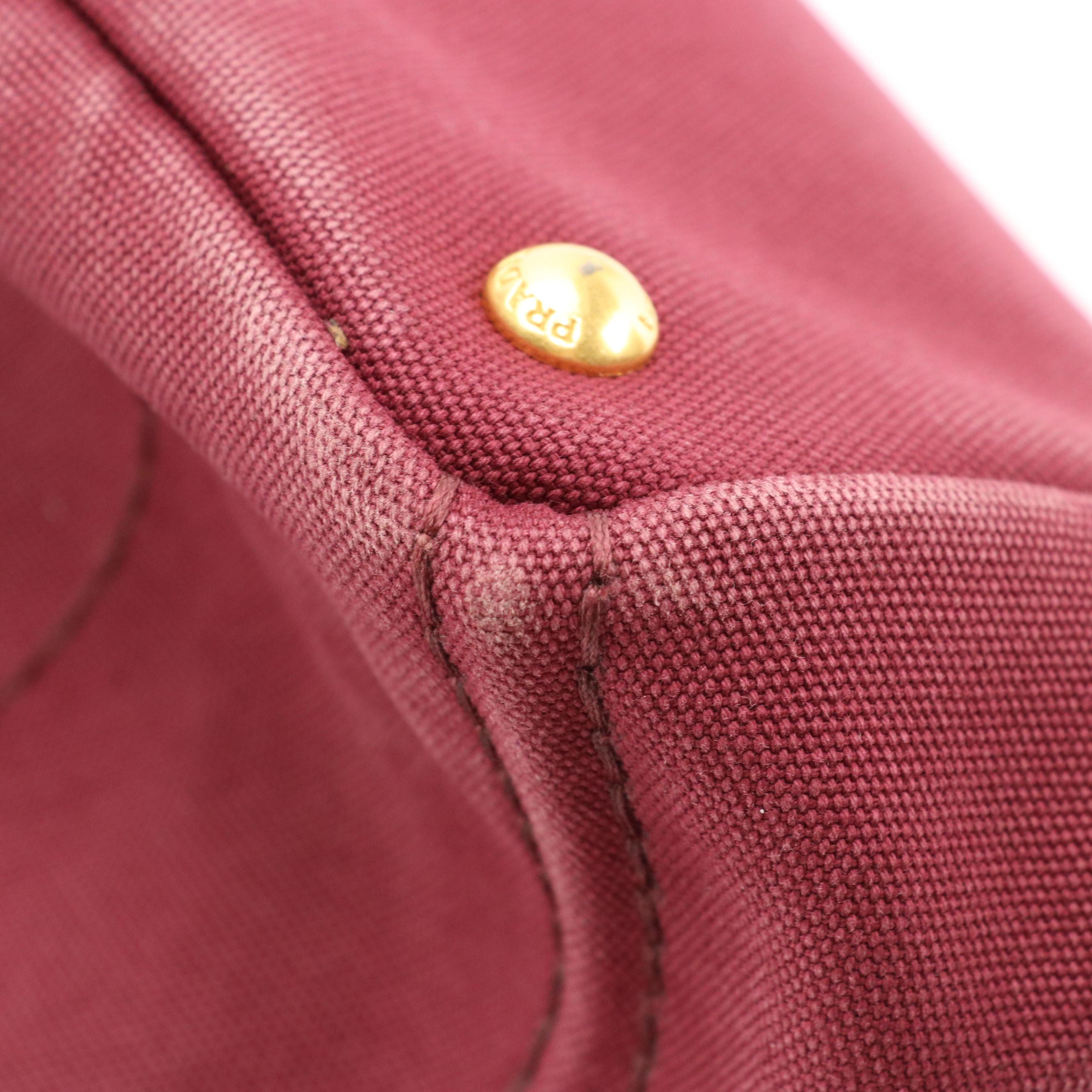 Prada Canapa Logo Two-Way Tote in Burgundy Canvas